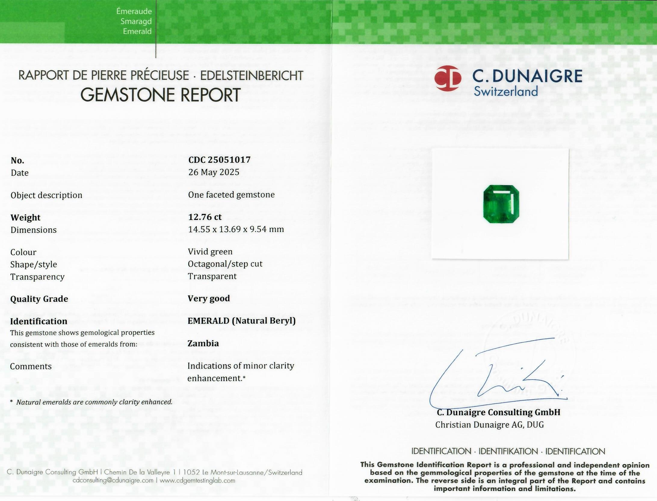 12.76 Ct. Emerald from Zambia