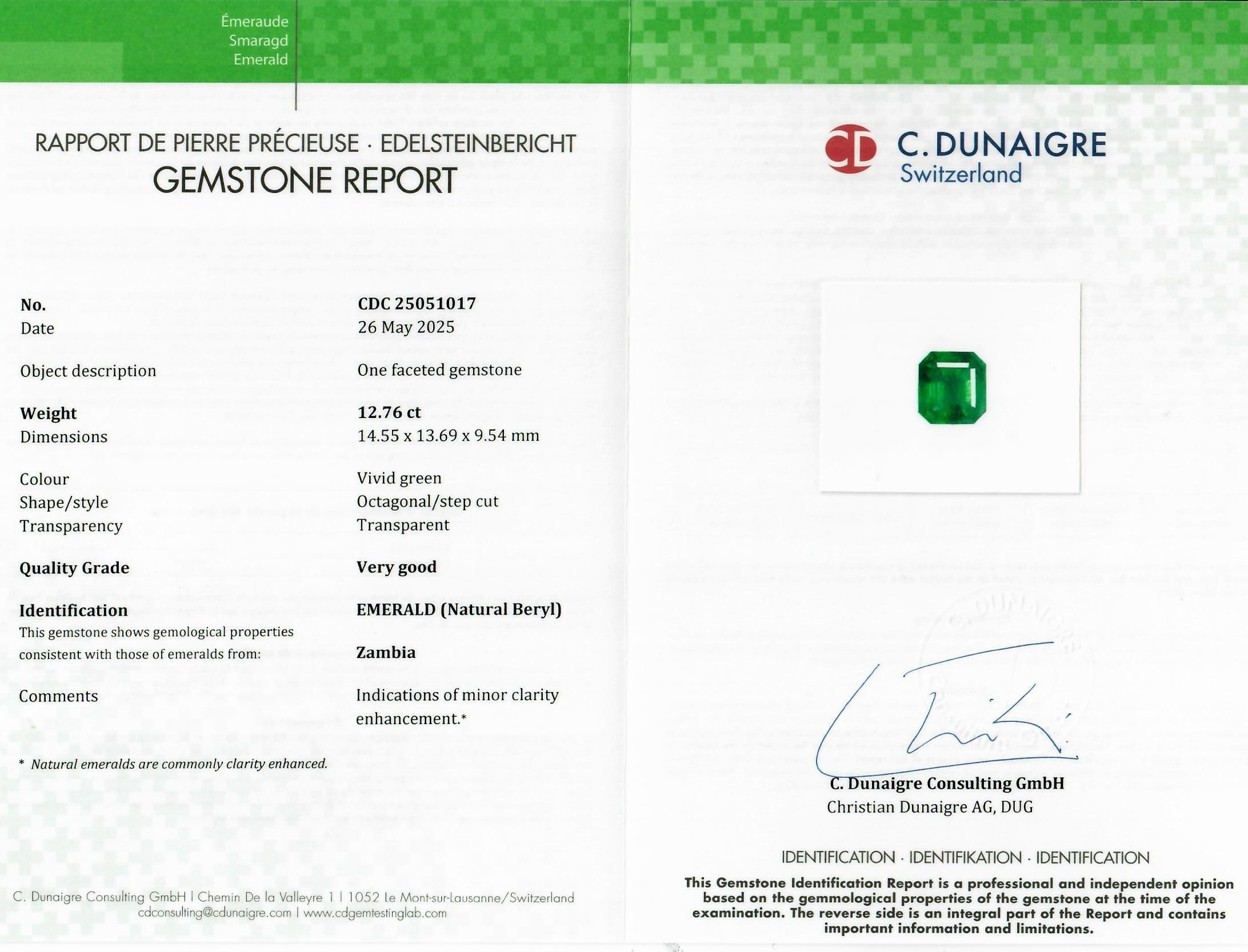 12.76 Ct. Emerald from Zambia