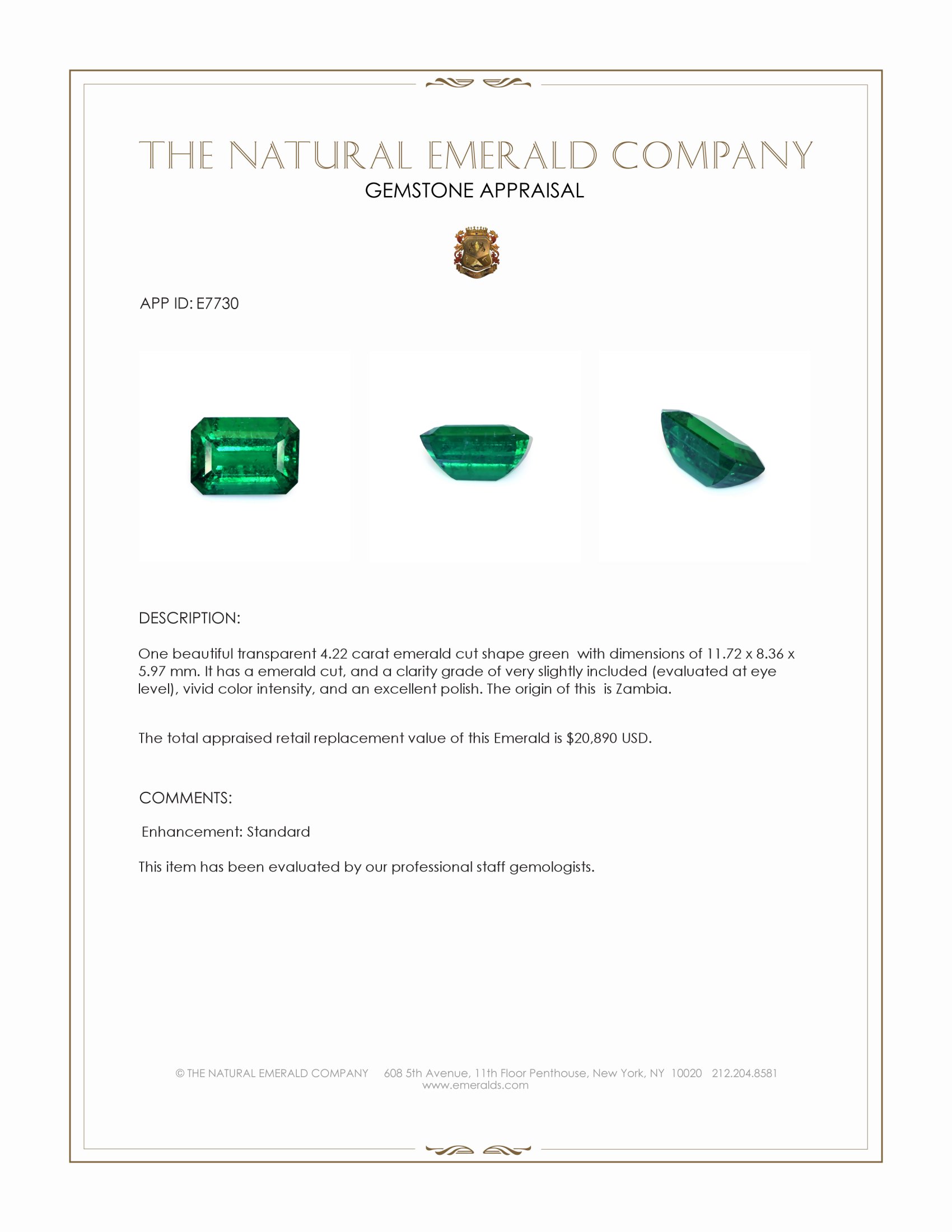 4.22 Ct. Emerald from Zambia