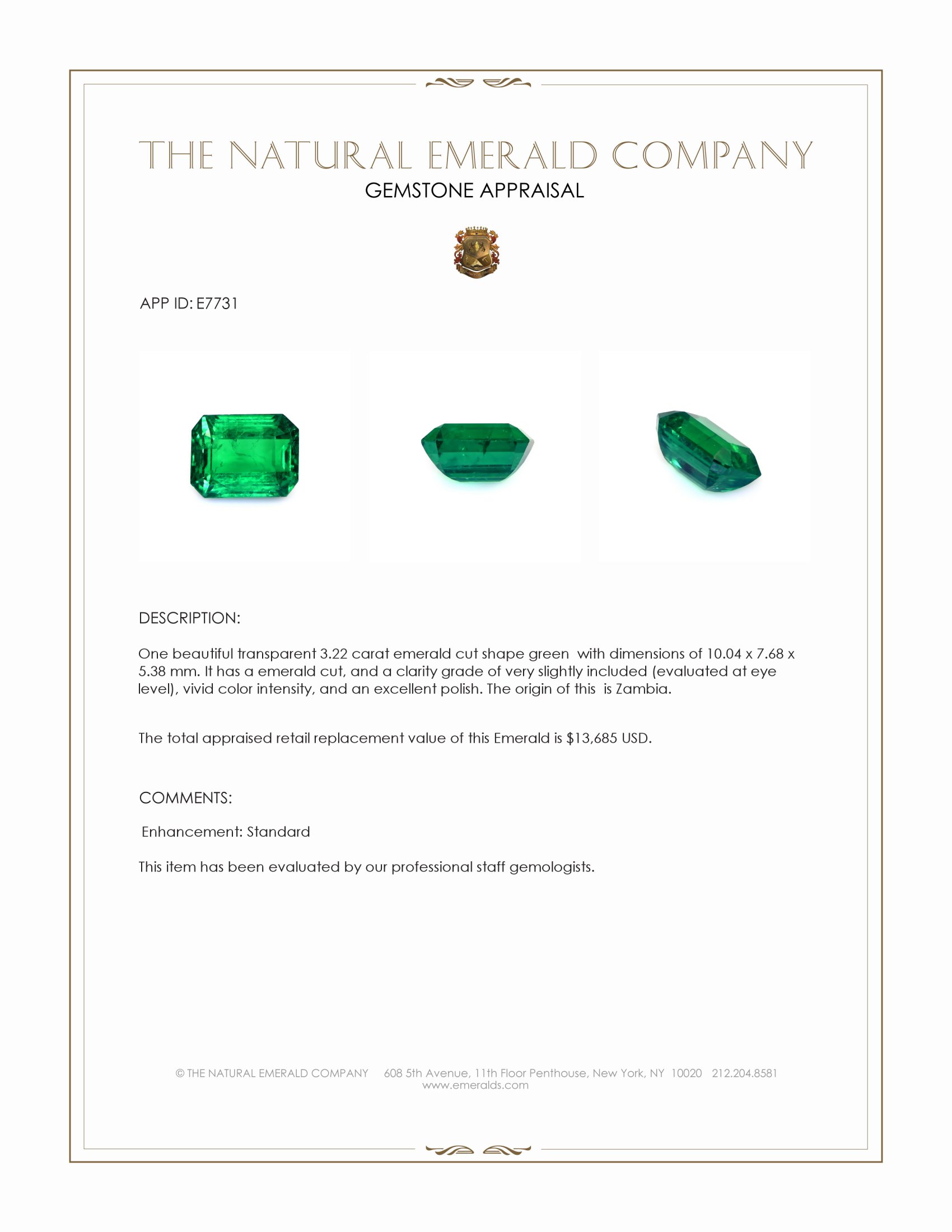 3.22 Ct. Emerald from Zambia