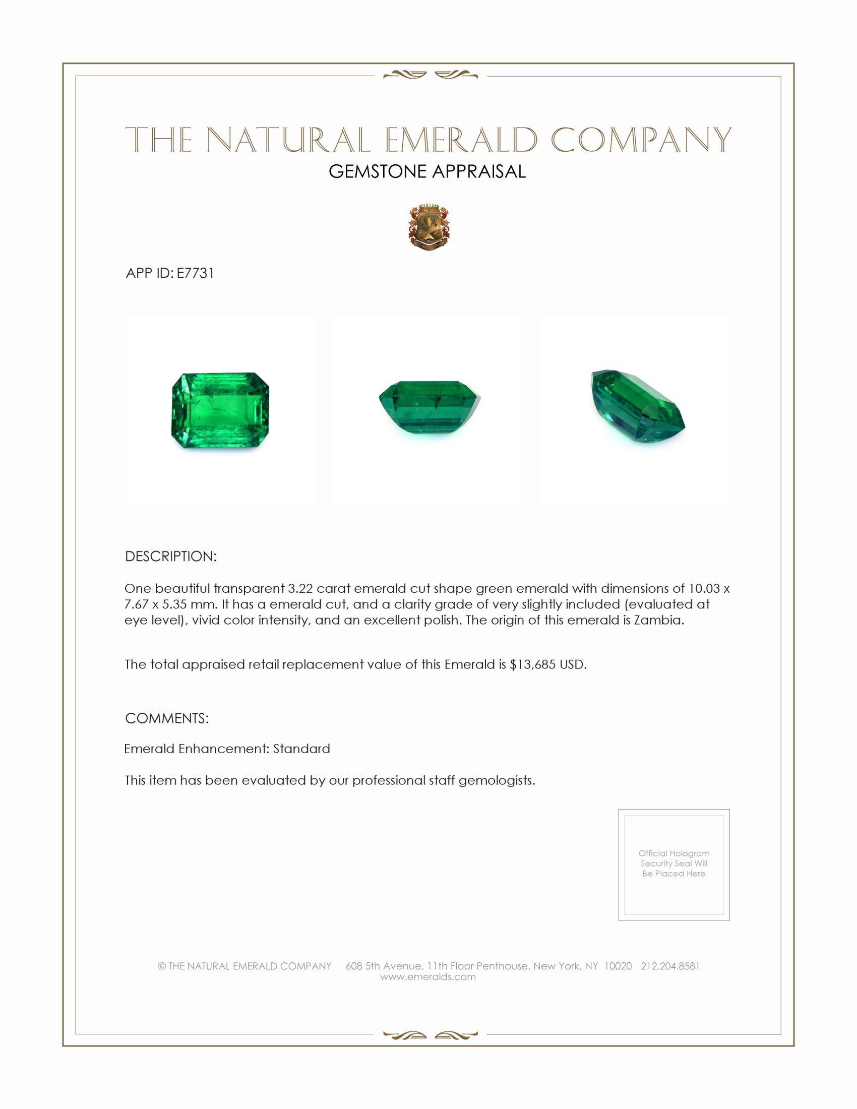 3.22 Ct. Emerald from Zambia