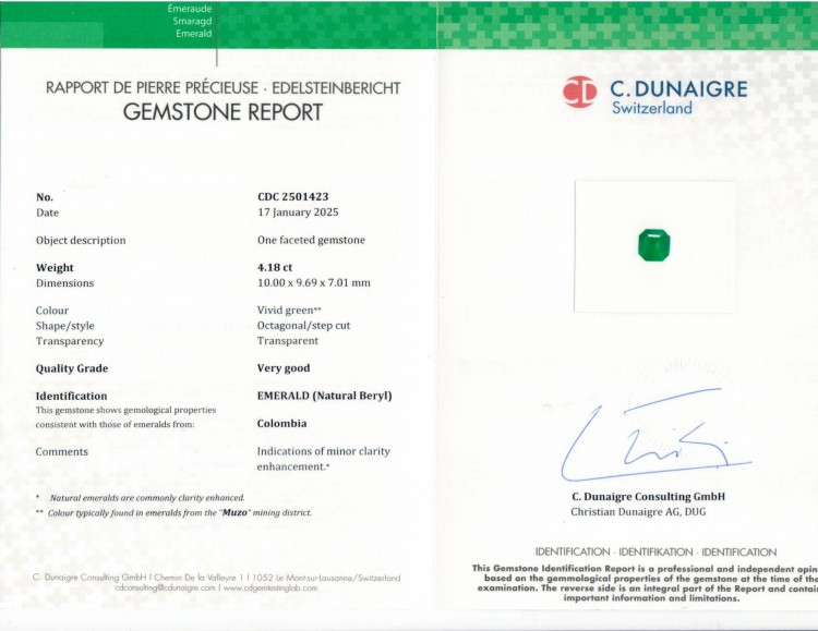 4.18 Ct. Emerald from Colombia - Muzo