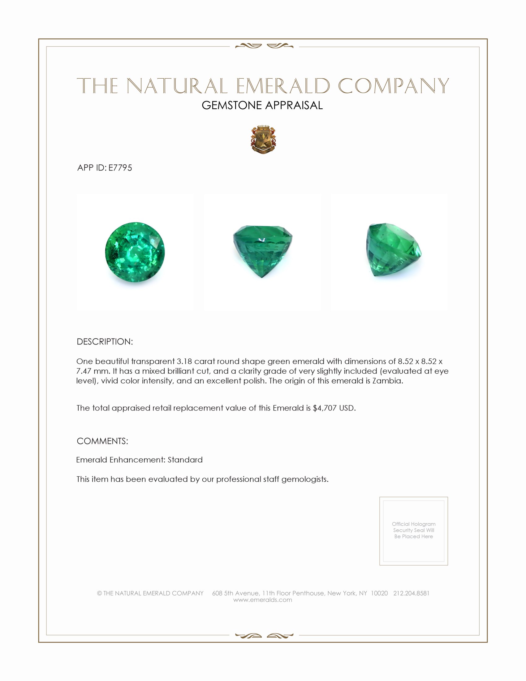 3.18 Ct. Emerald from Zambia