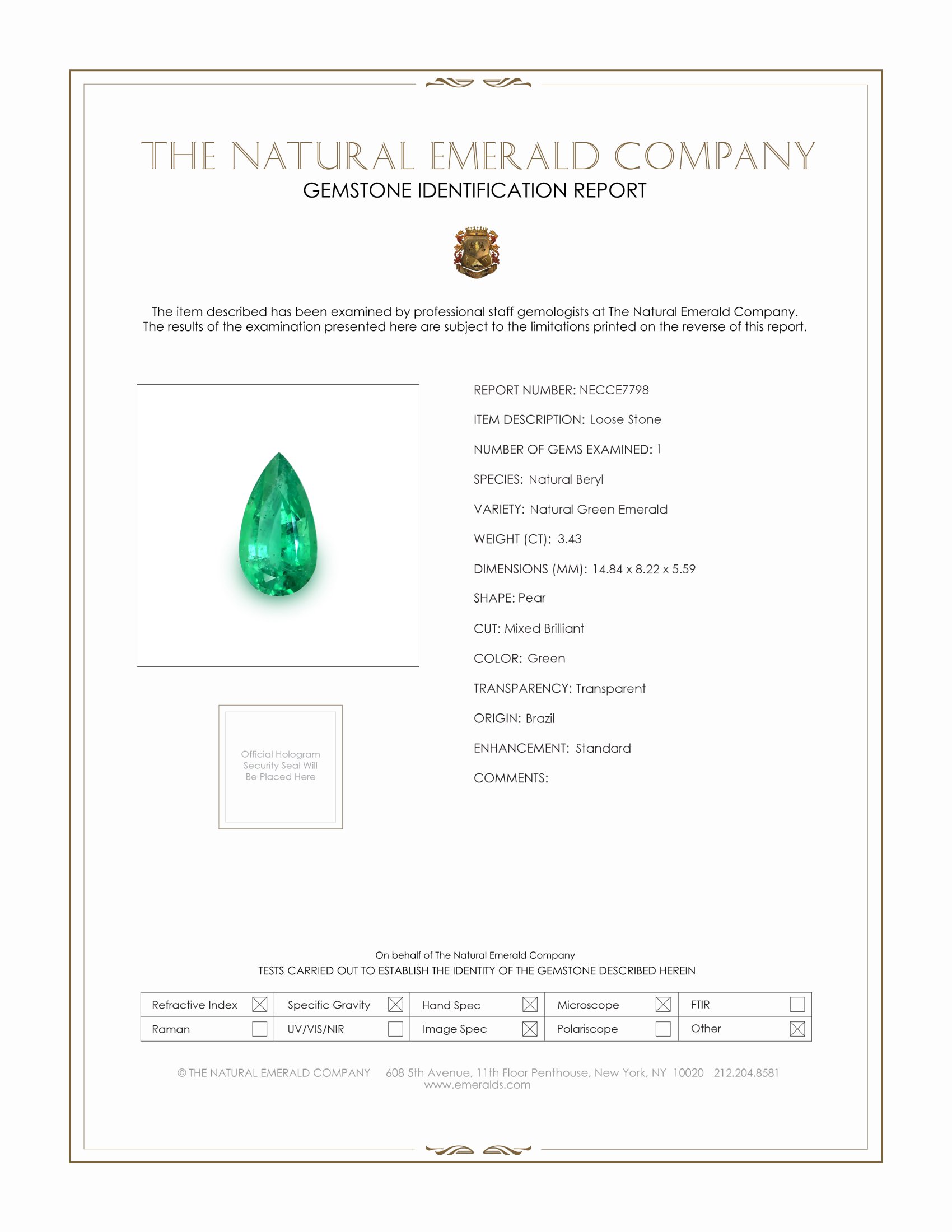 3.43 Ct. Emerald from Brazil