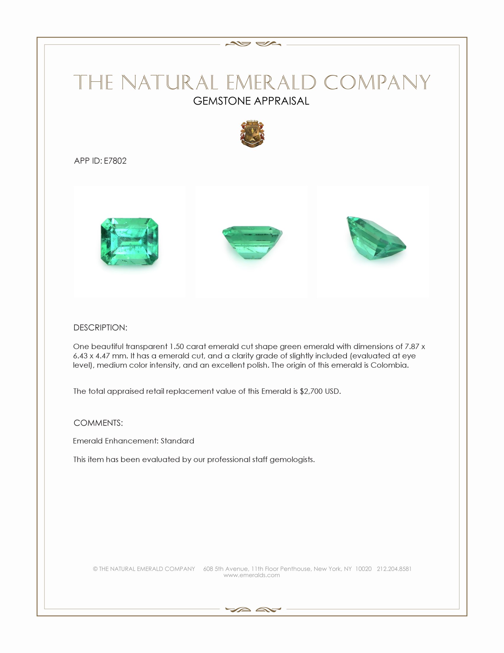 1.50 Ct. Emerald from Colombia