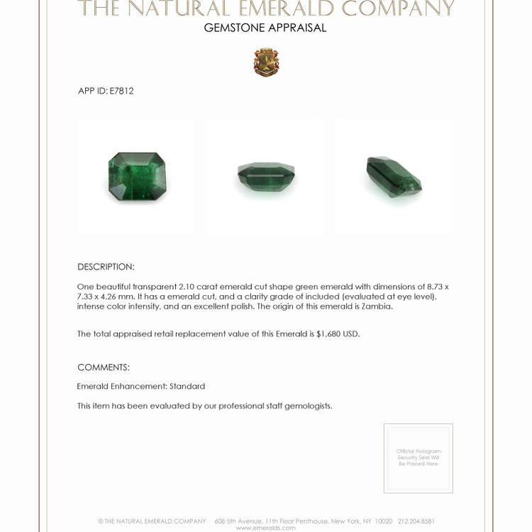 2.10 Ct. Emerald from Zambia