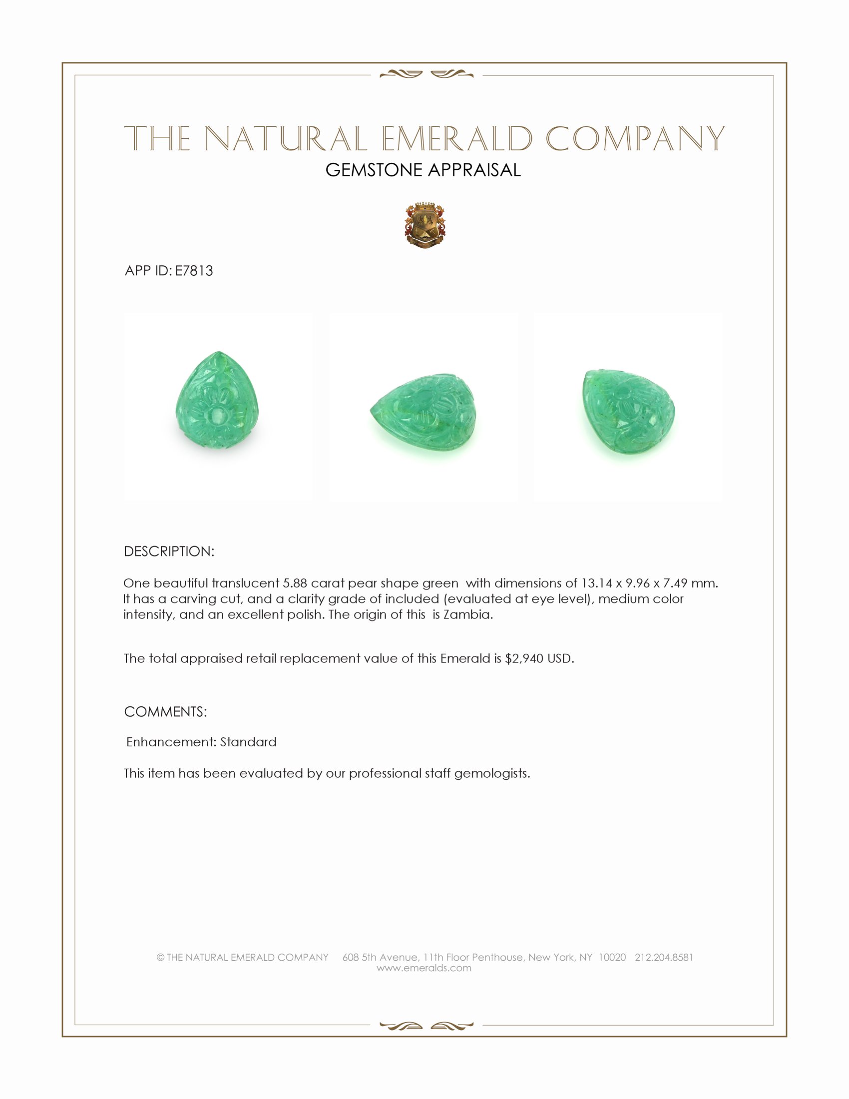 5.88 Ct. Emerald from Zambia