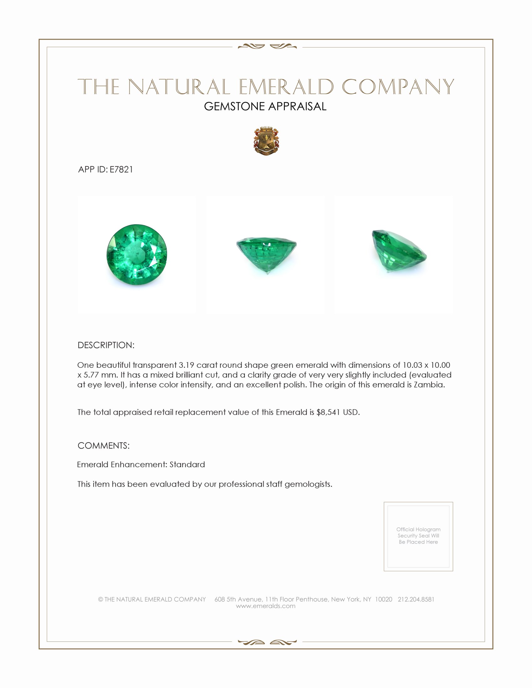 3.19 Ct. Emerald from Zambia