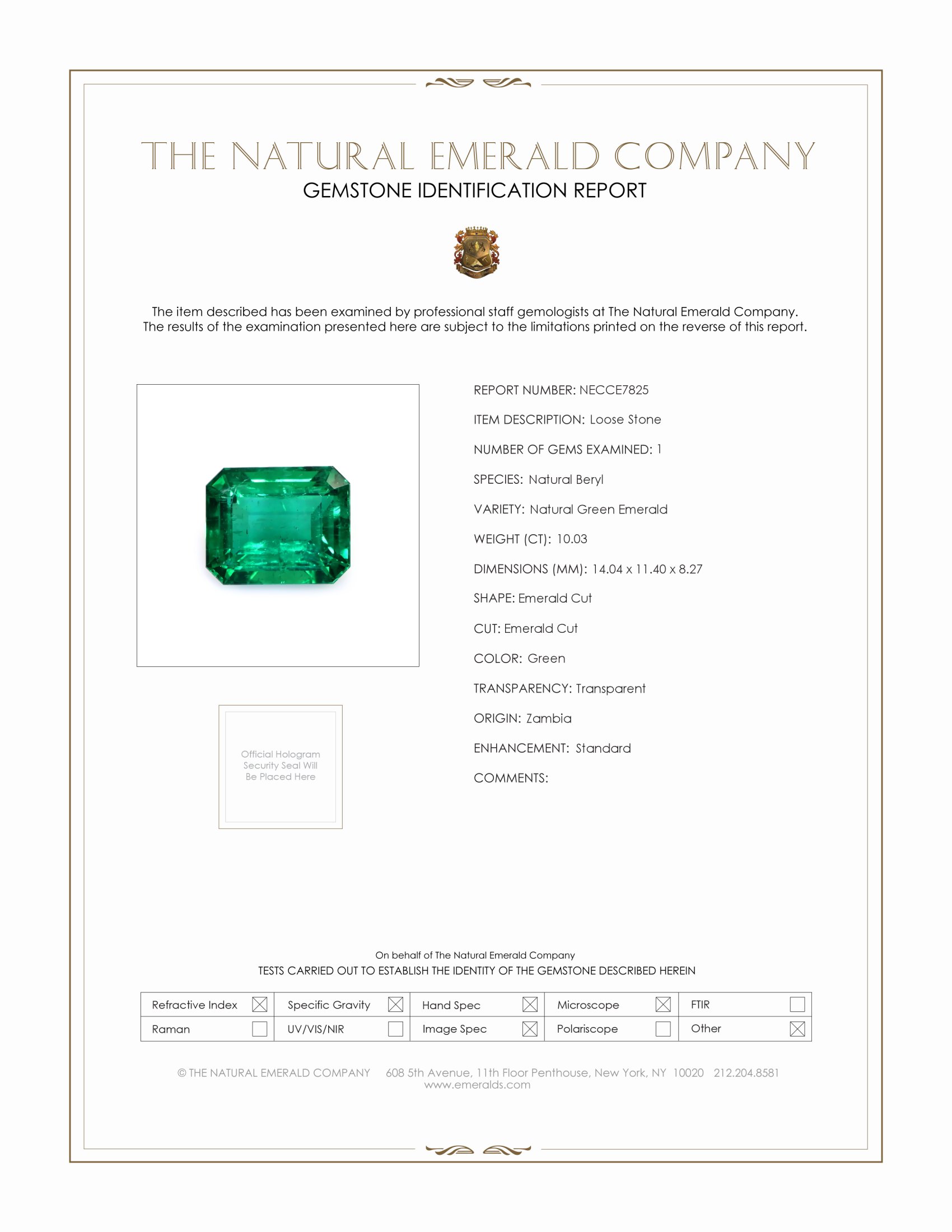 10.03 Ct. Emerald from Zambia