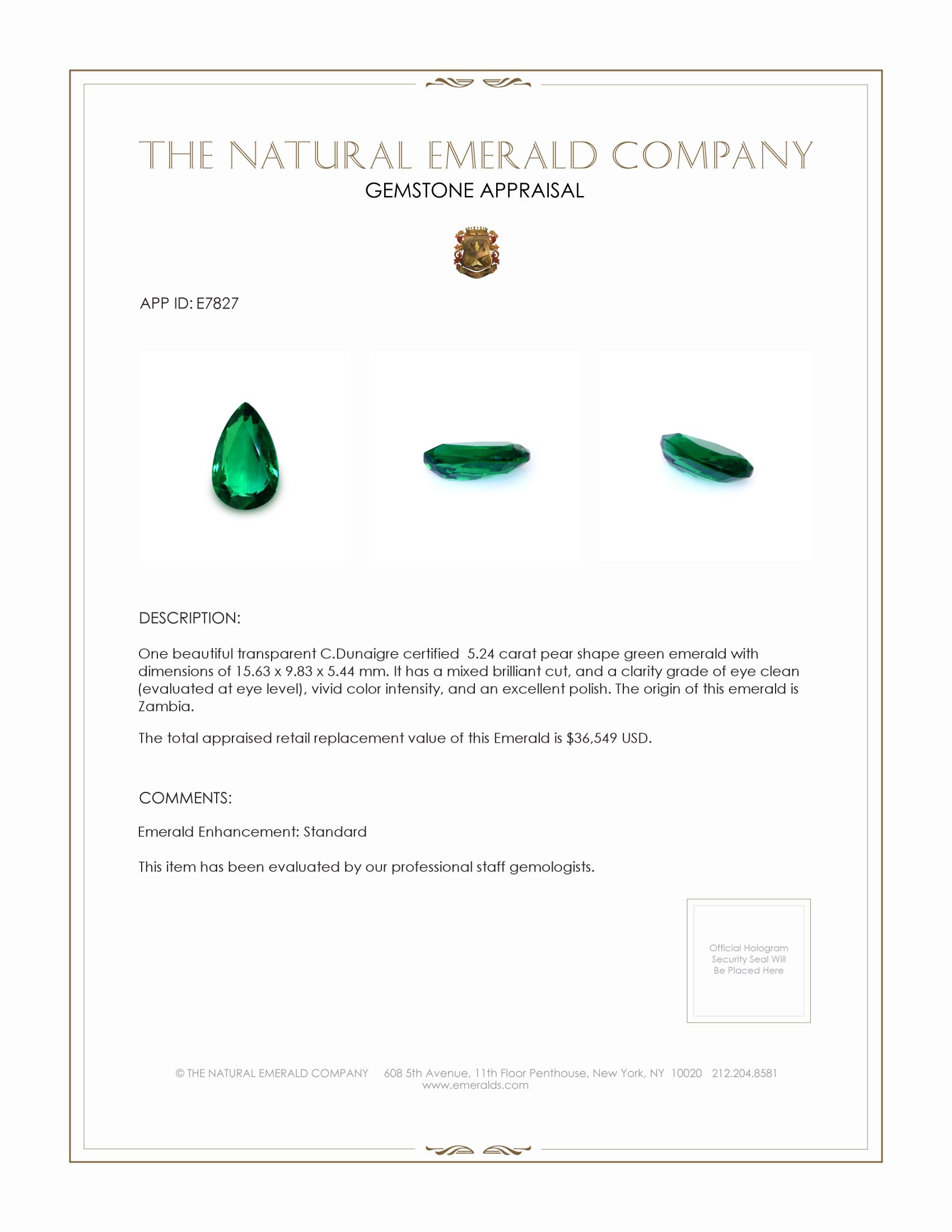 5.24 Ct. Emerald from Zambia
