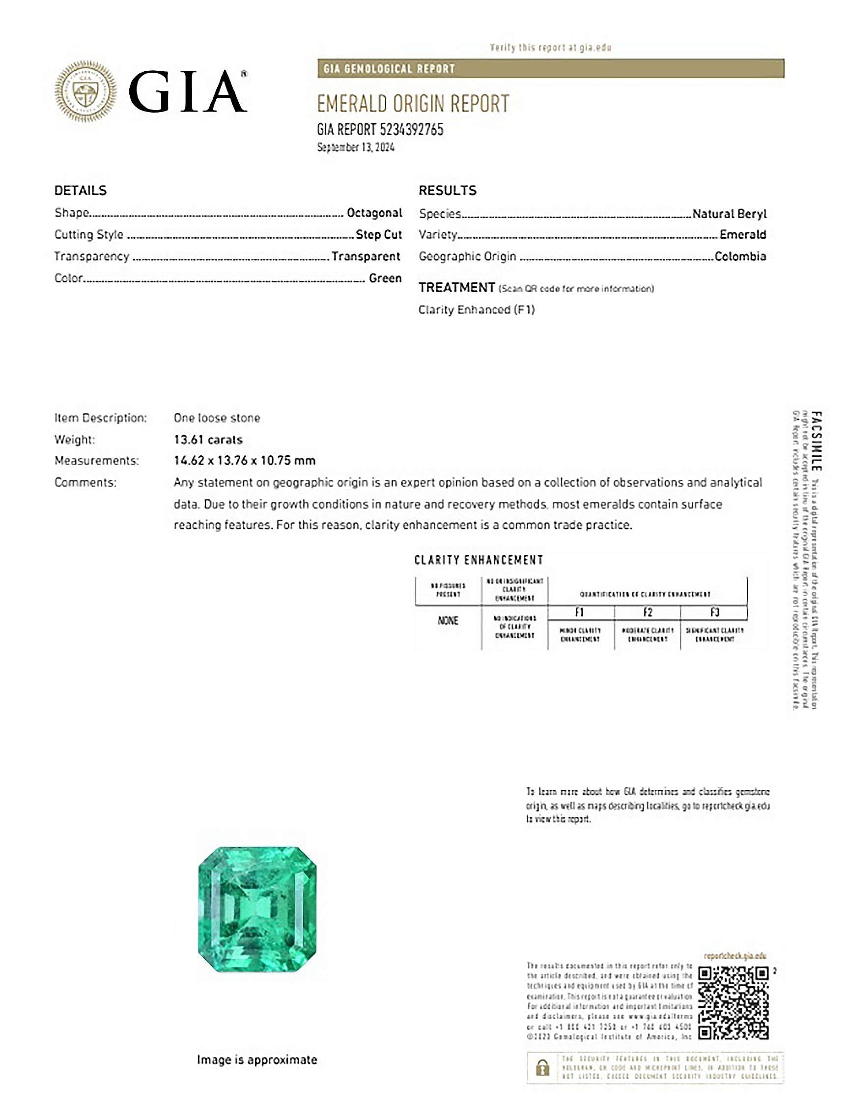 13.61 Ct. Emerald from Colombia