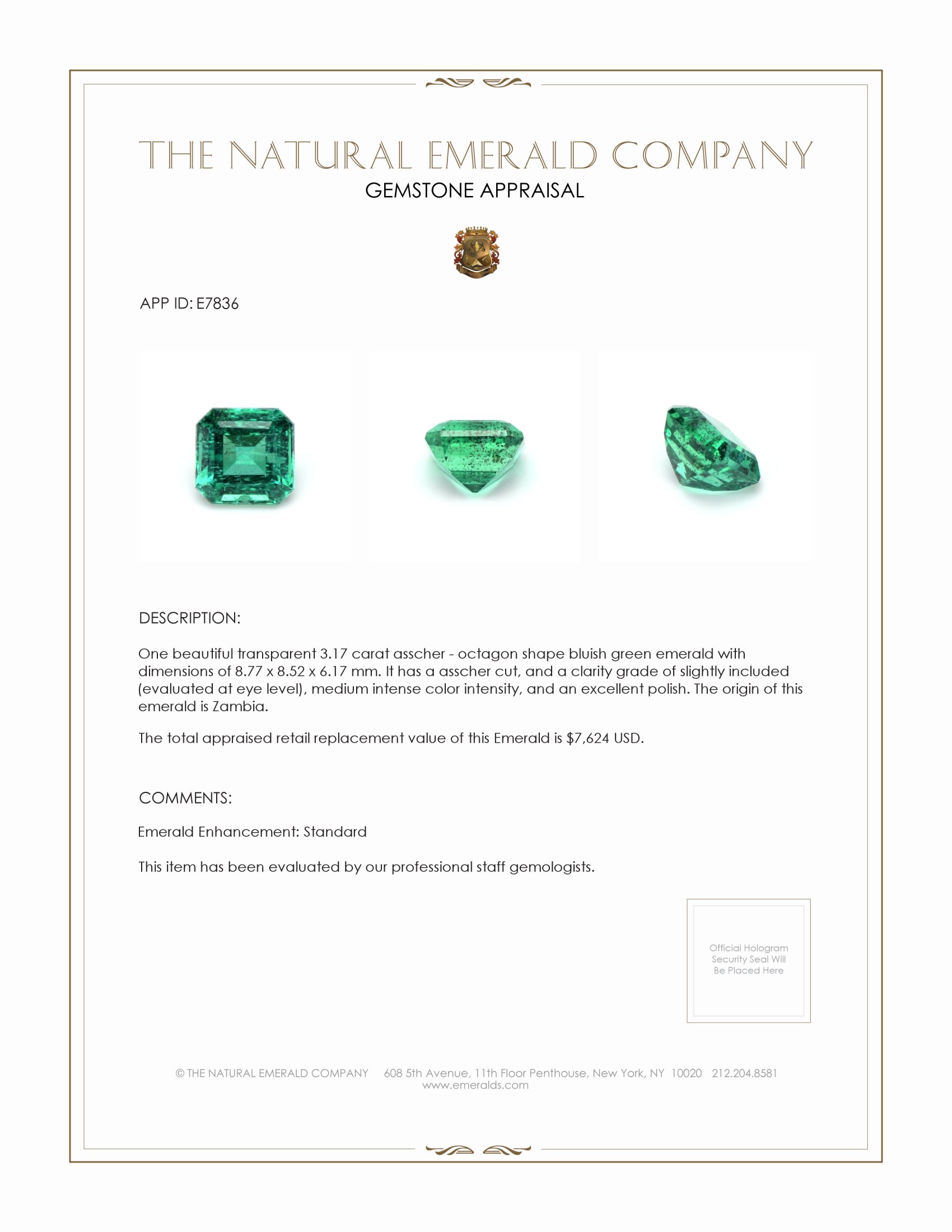 3.17 Ct. Emerald from Zambia