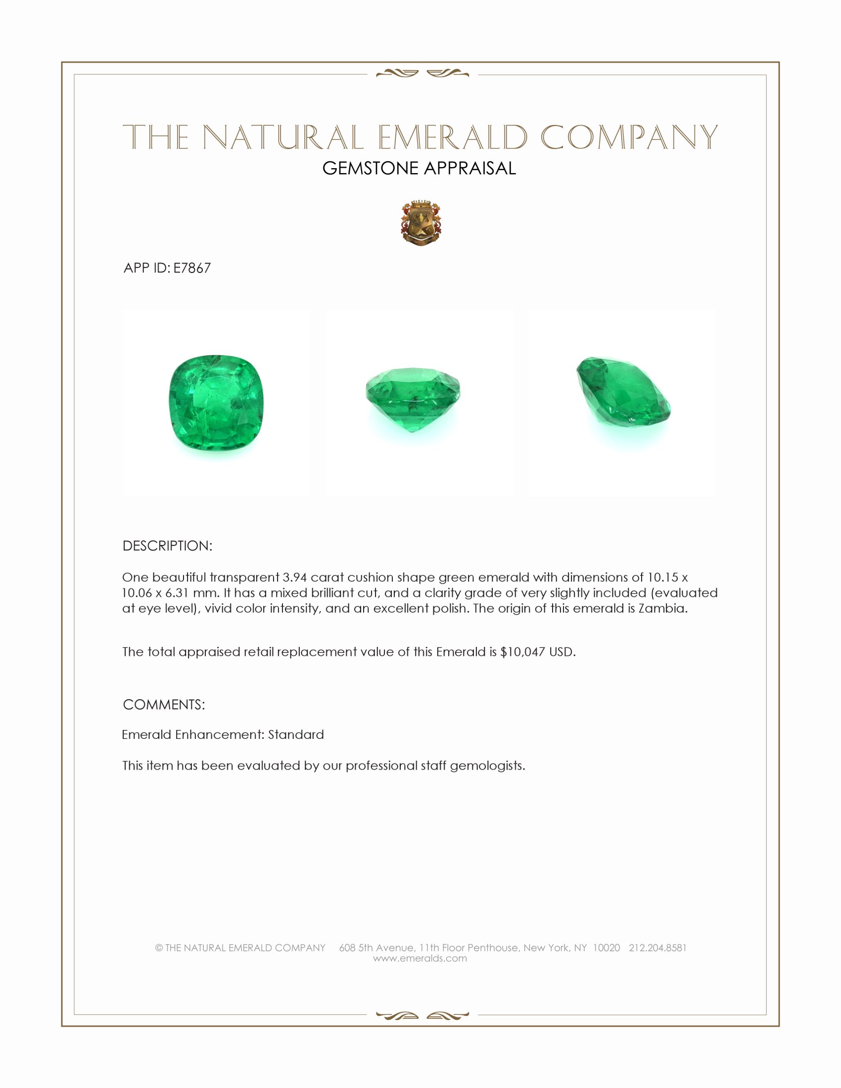 3.94 Ct. Emerald from Zambia