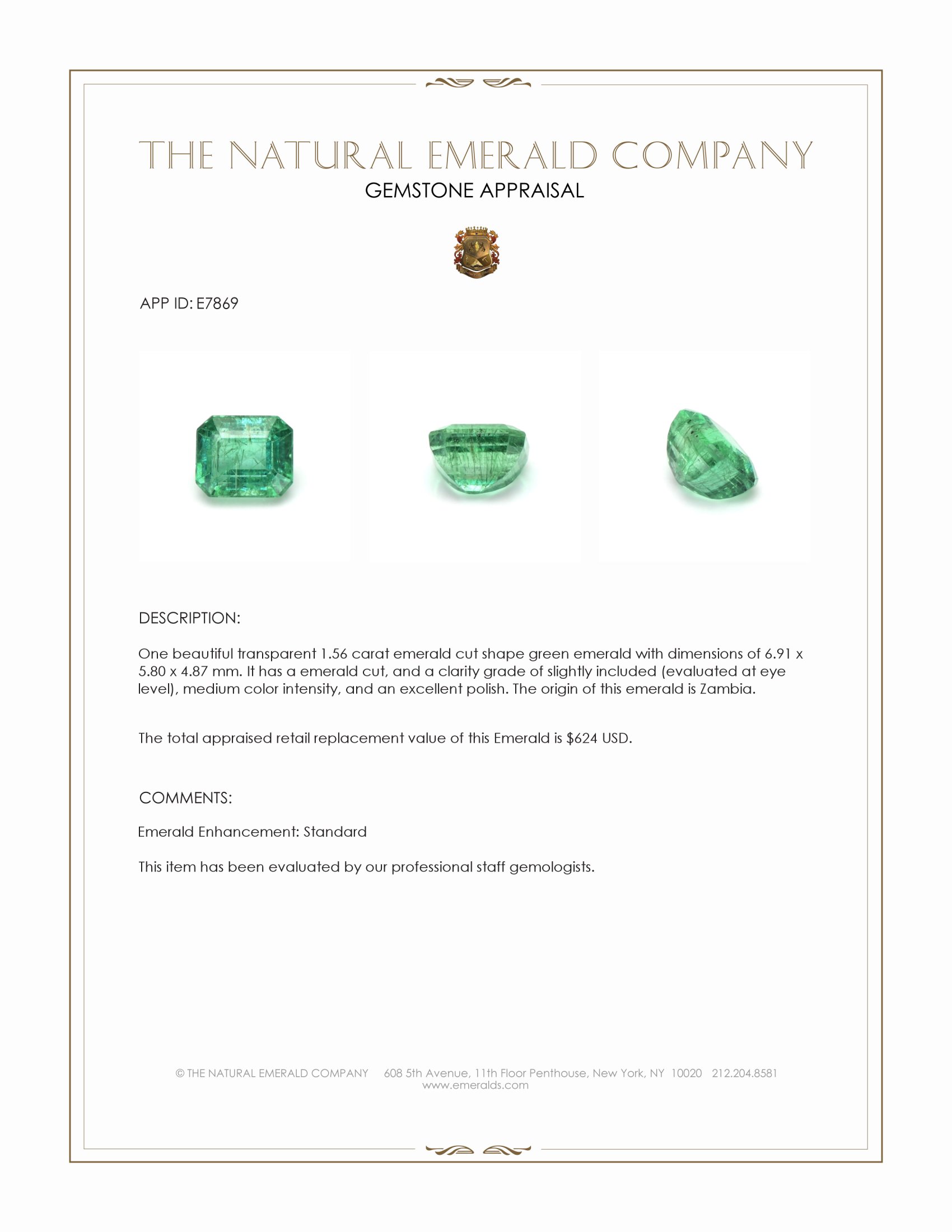 1.56 Ct. Emerald from Zambia