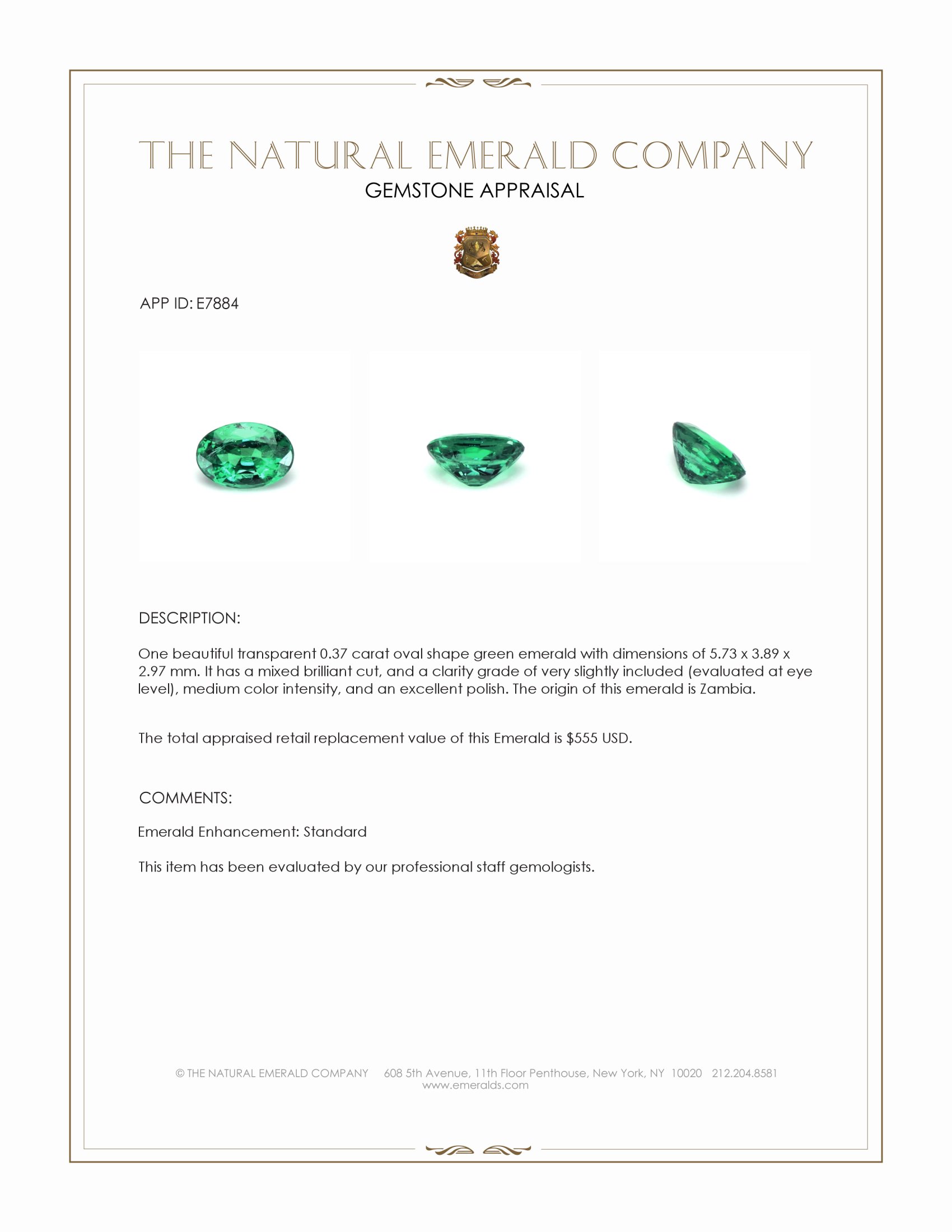 0.37 Ct. Emerald from Zambia