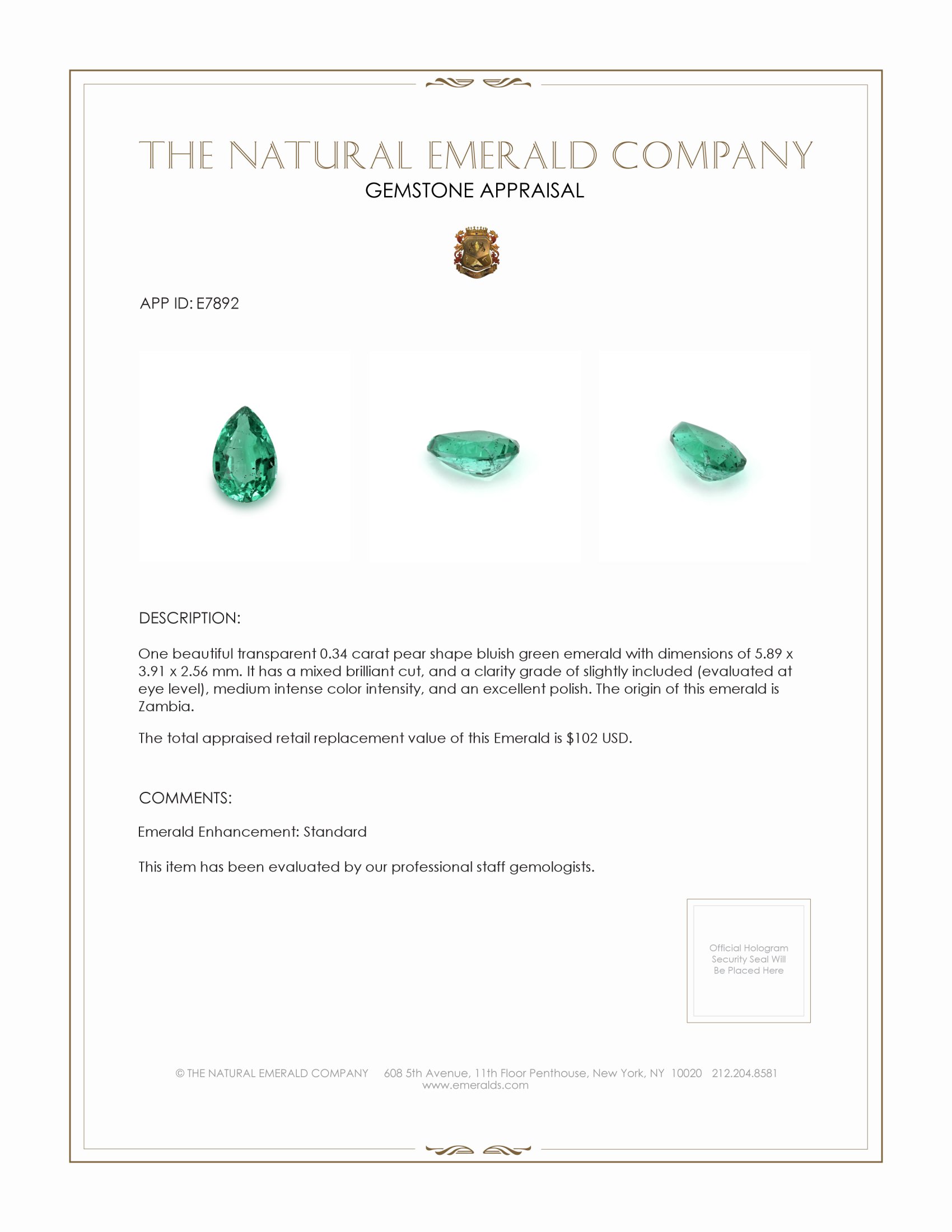 0.34 Ct. Emerald from Zambia