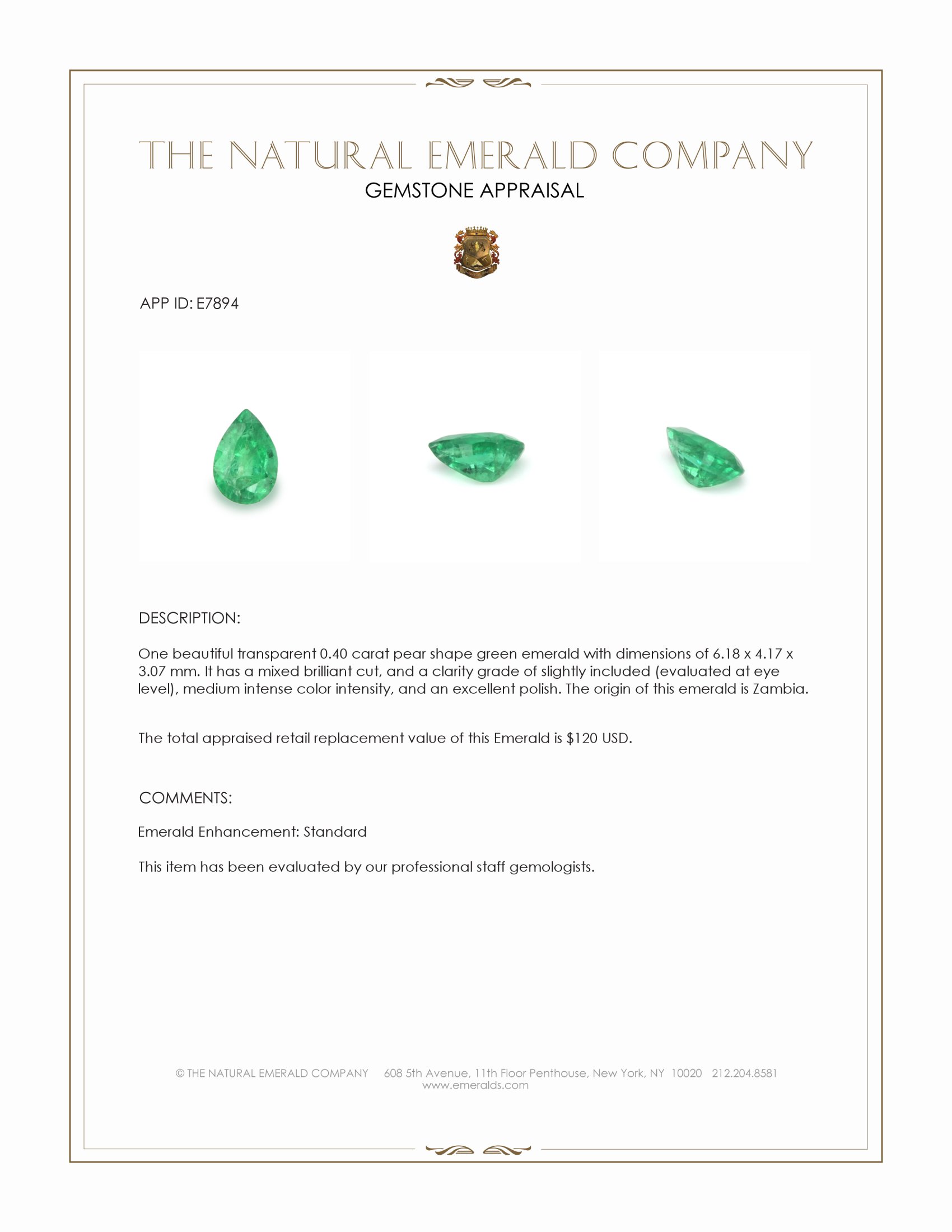 0.40 Ct. Emerald from Zambia