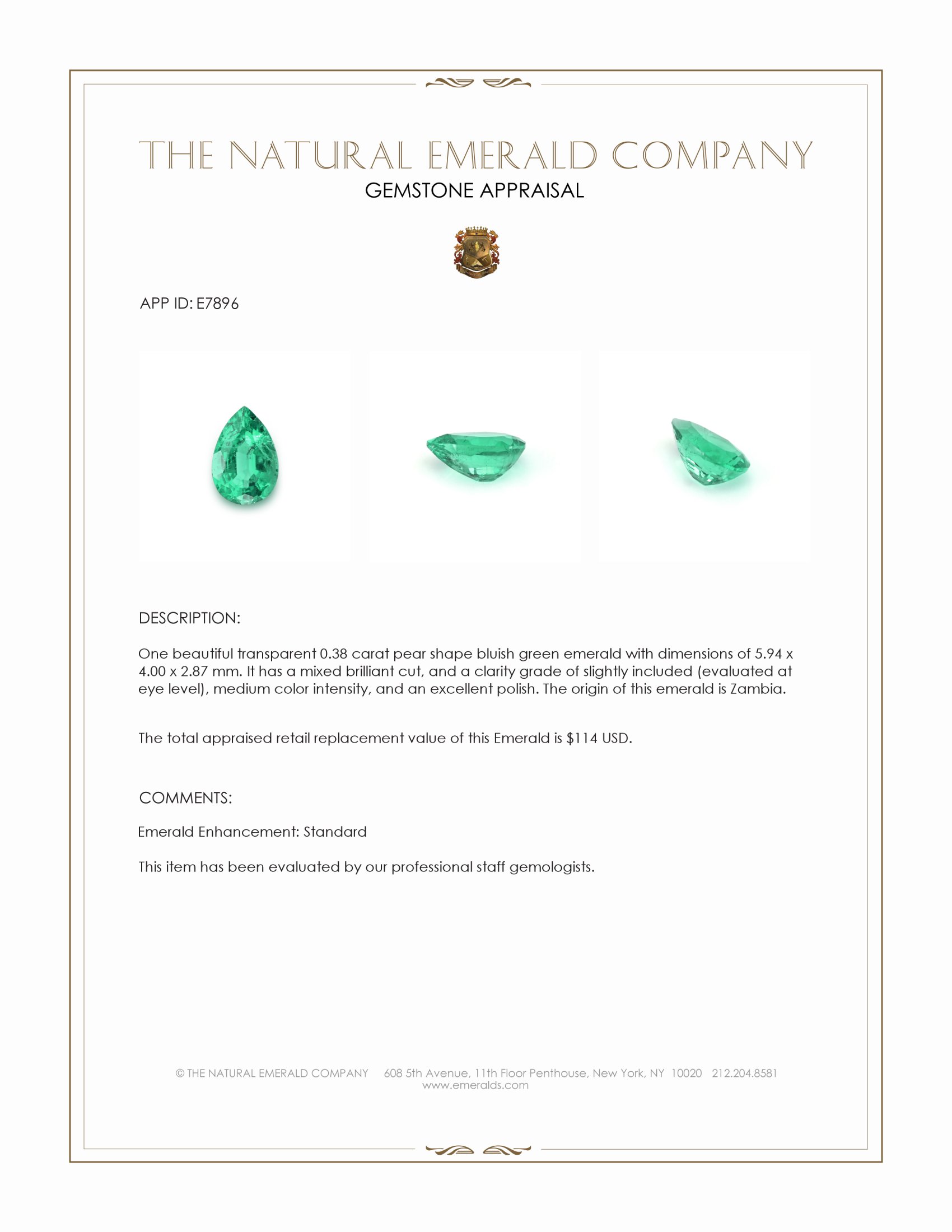 0.38 Ct. Emerald from Zambia