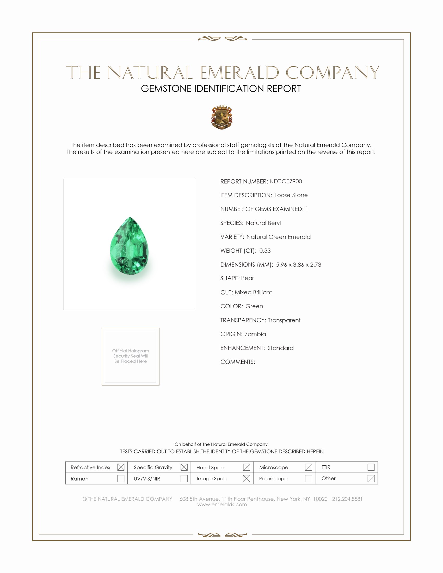 0.33 Ct. Emerald from Zambia