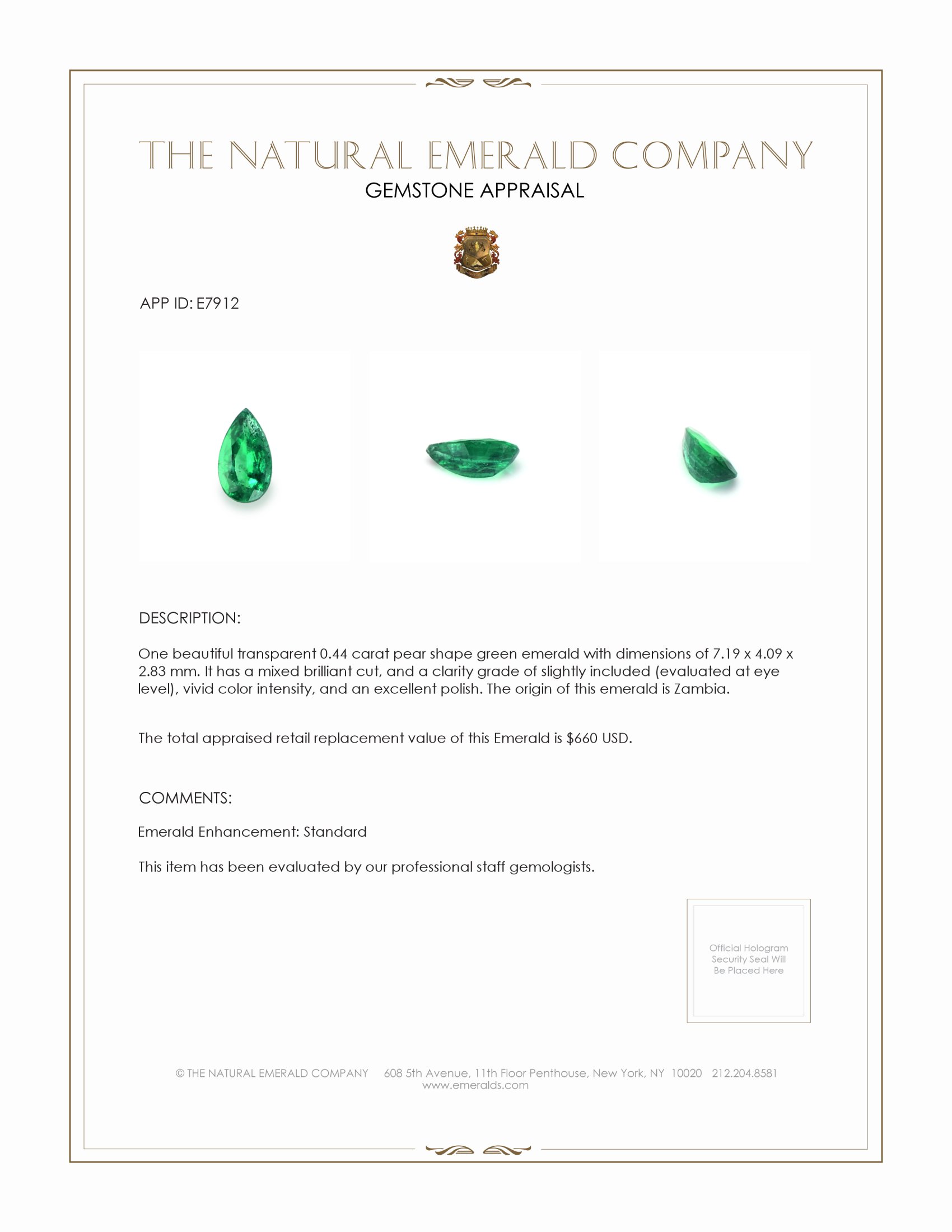 0.44 Ct. Emerald from Zambia