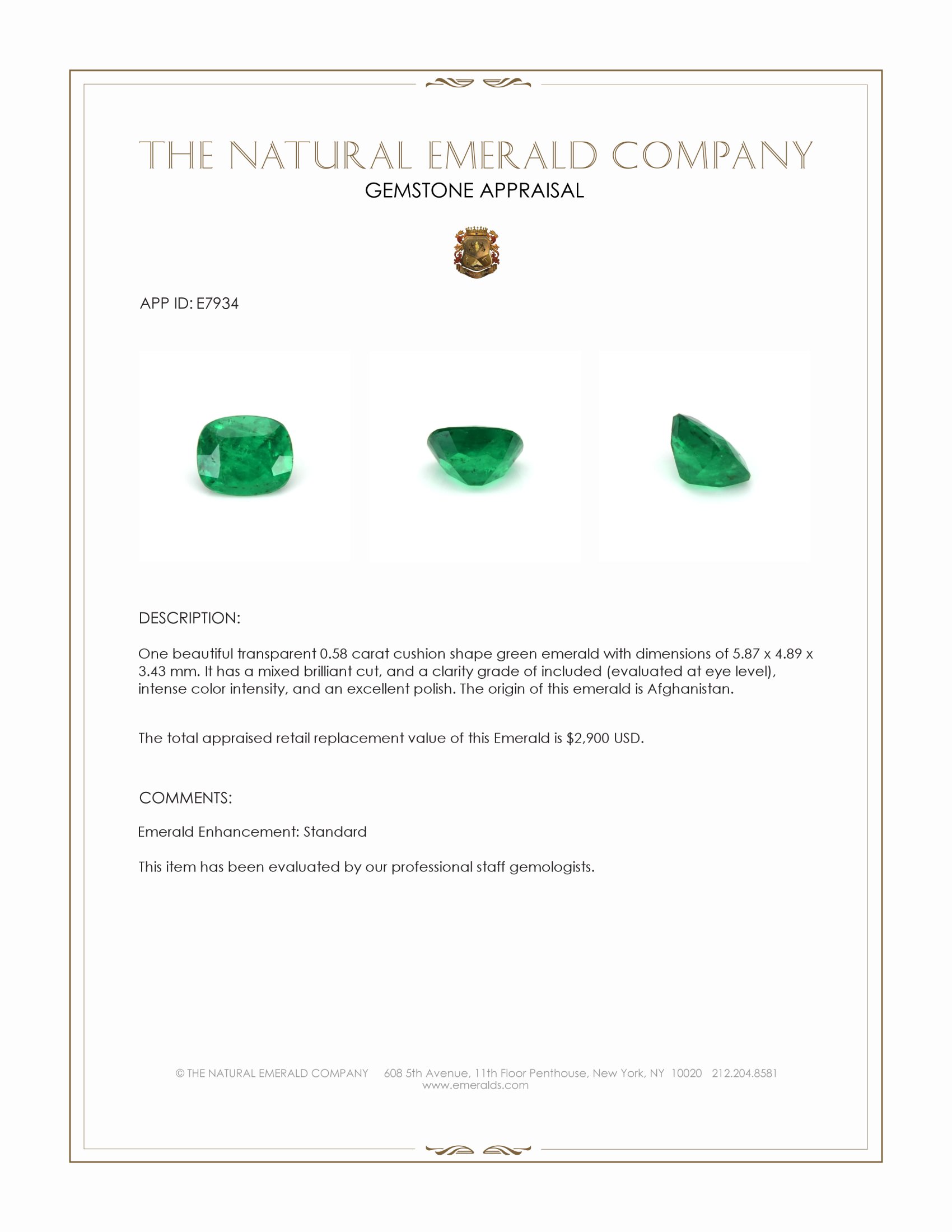 0.58 Ct. Emerald from Afghanistan