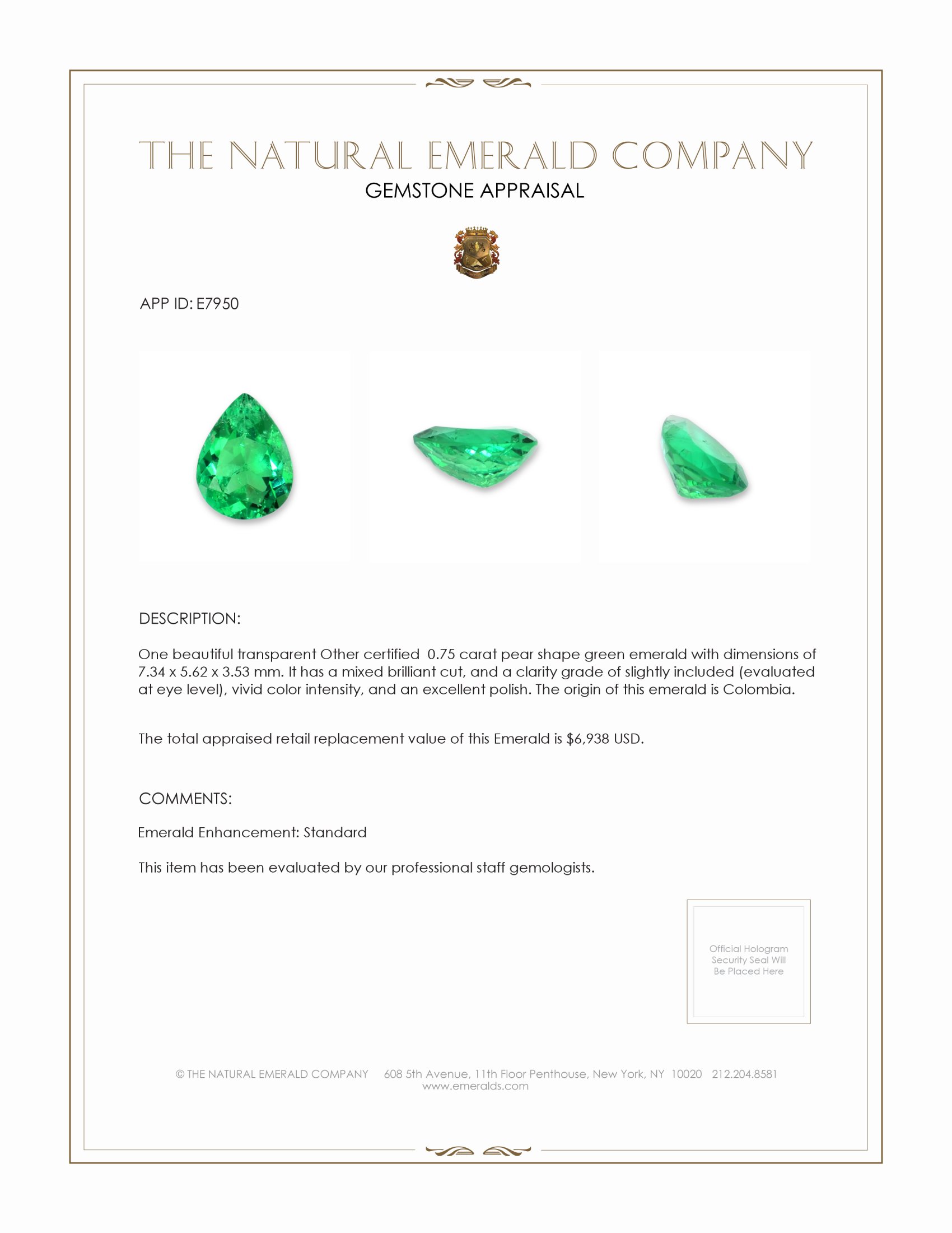 0.75 Ct. Emerald from Colombia