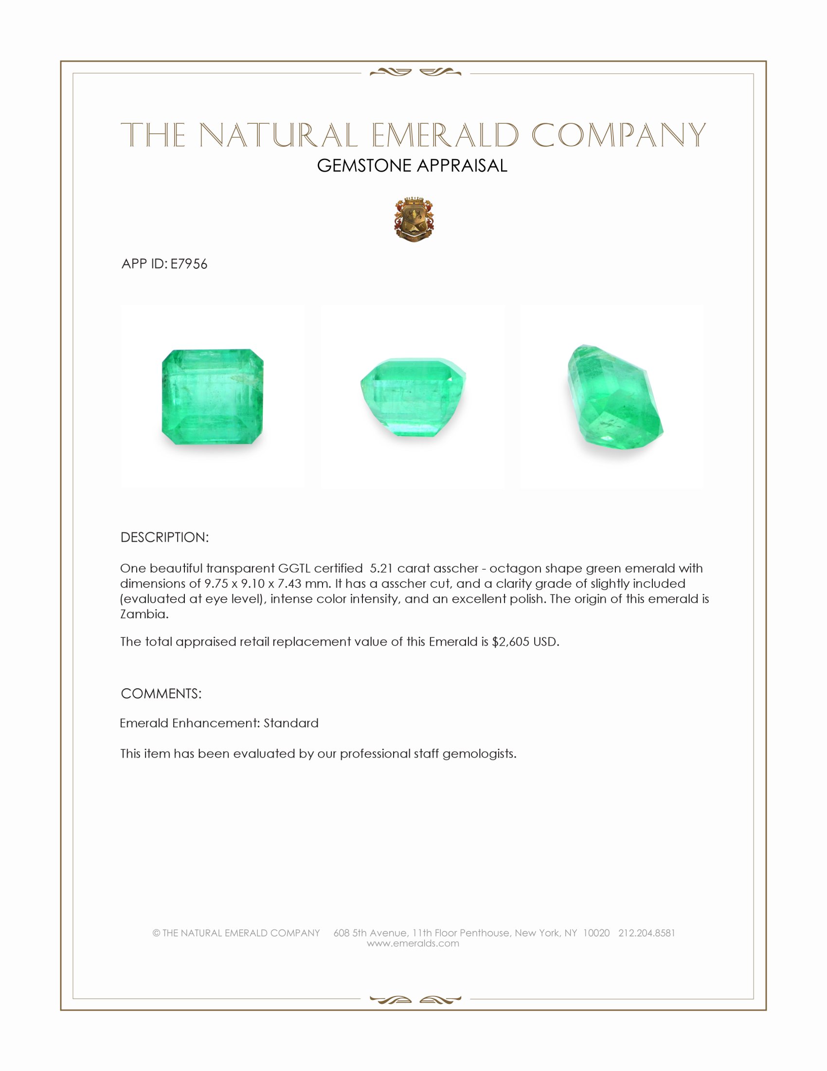 5.21 Ct. Emerald from Zambia