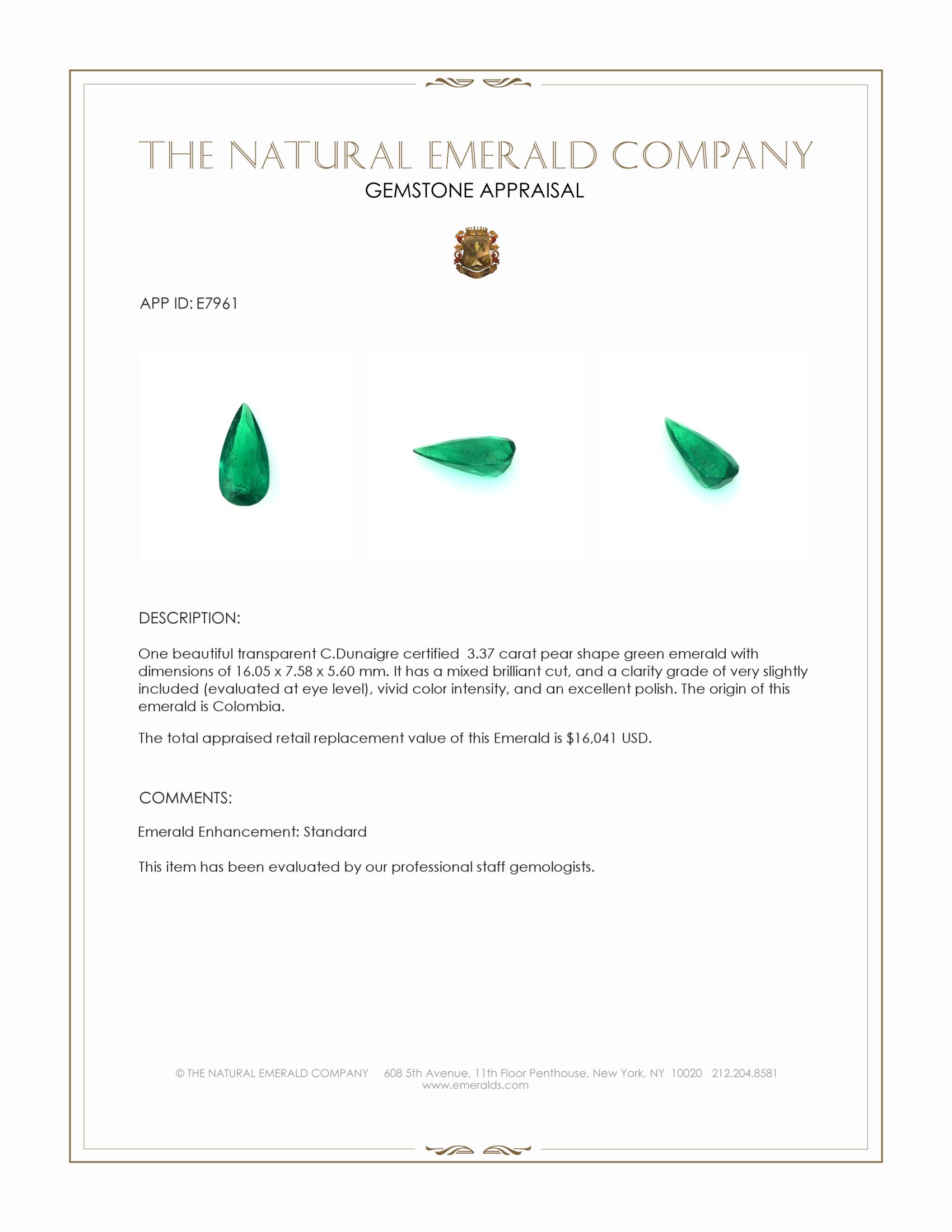3.37 Ct. Emerald from Colombia