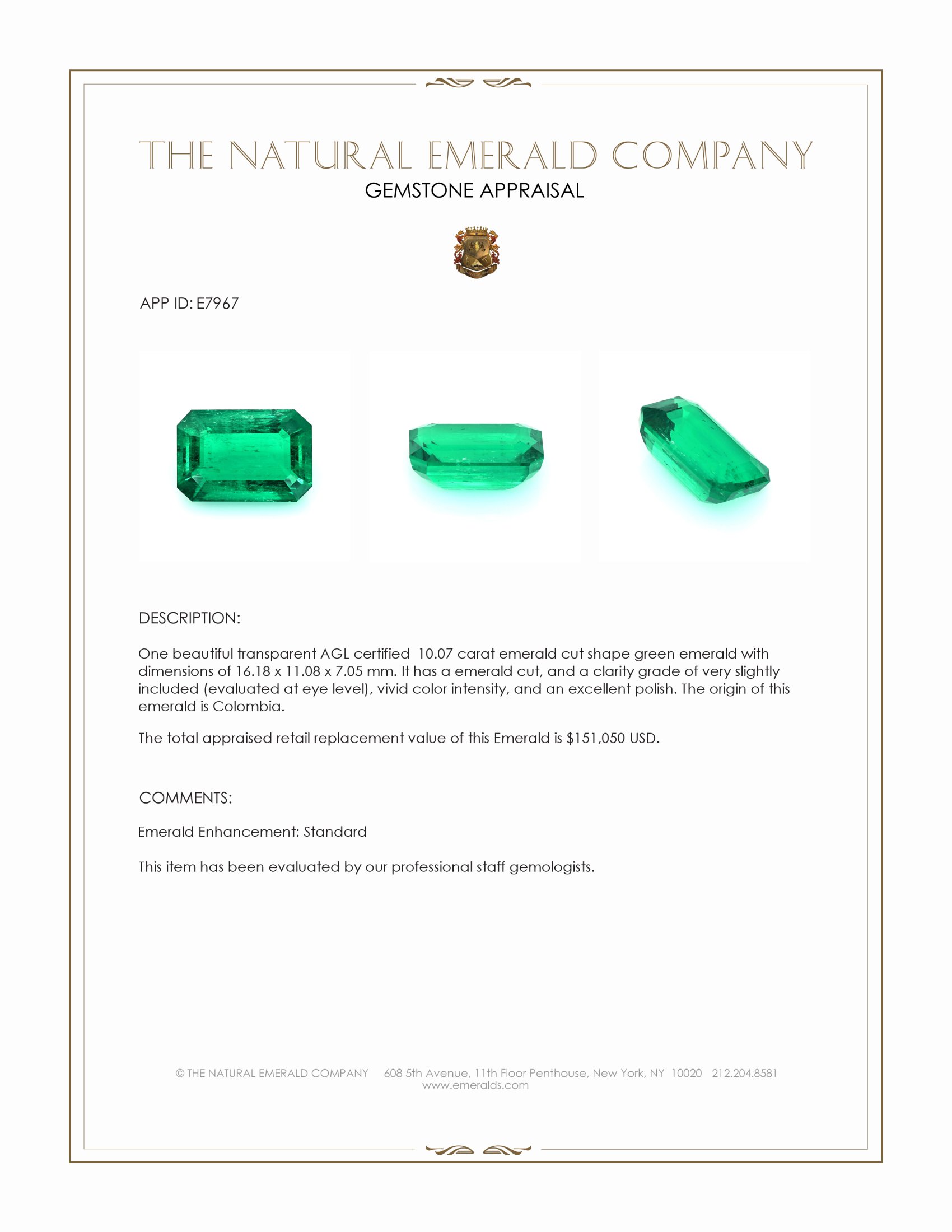10.07 Ct. Emerald from Colombia