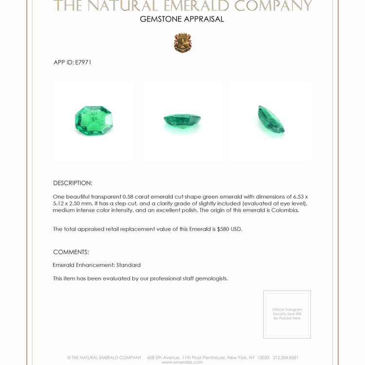 0.58 Ct. Emerald from Colombia