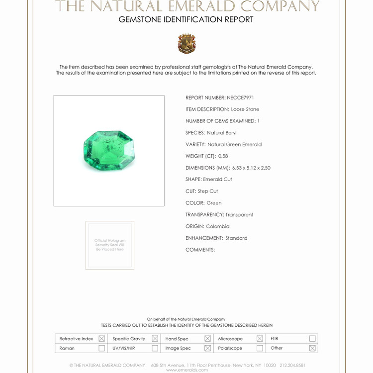 0.58 Ct. Emerald from Colombia