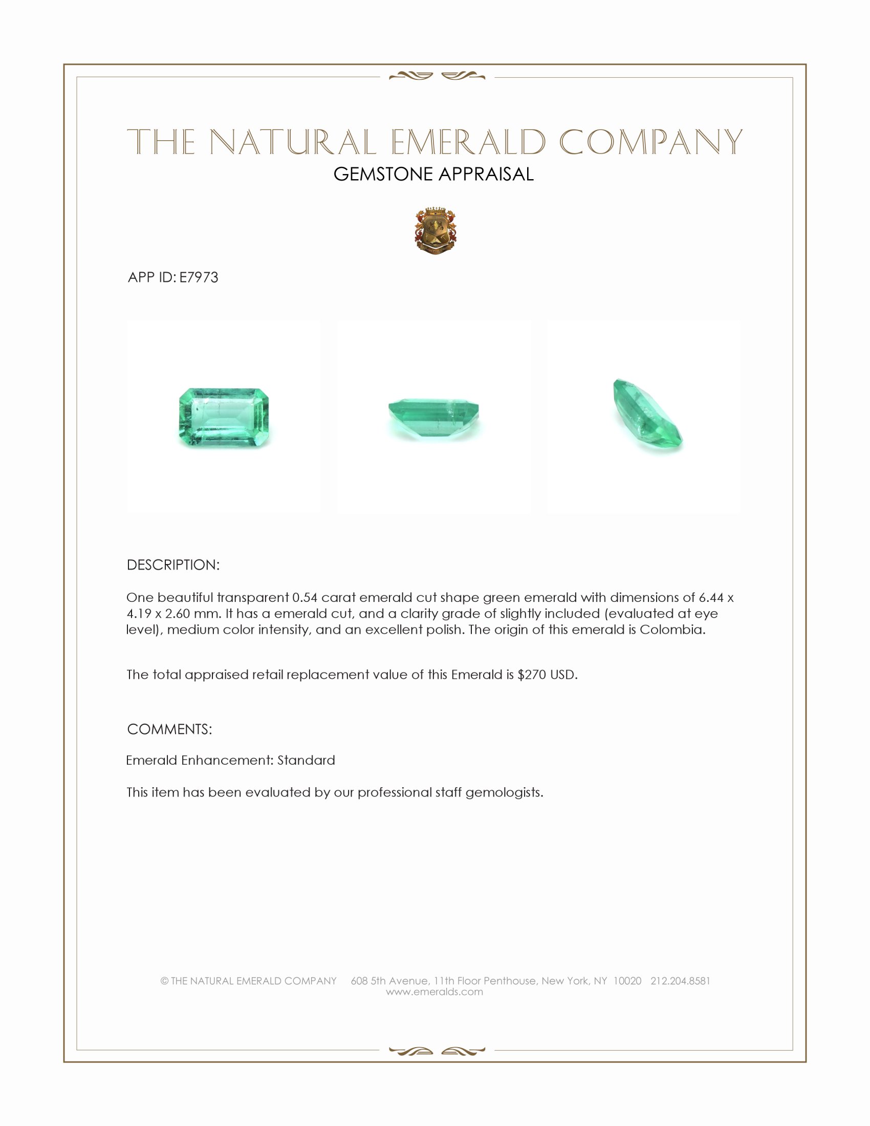 0.54 Ct. Emerald from Colombia