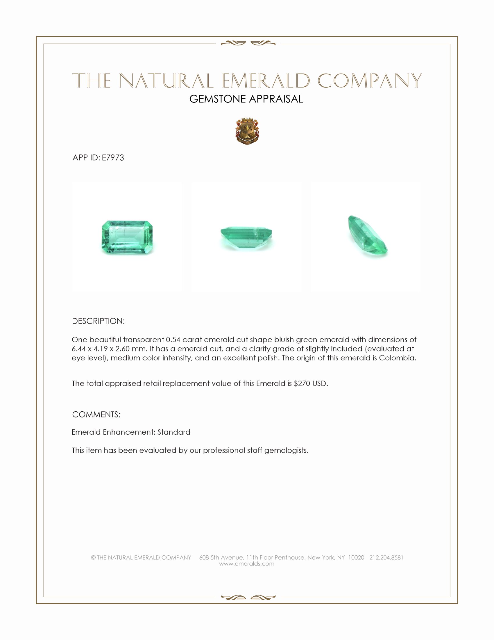 0.54 Ct. Emerald from Colombia