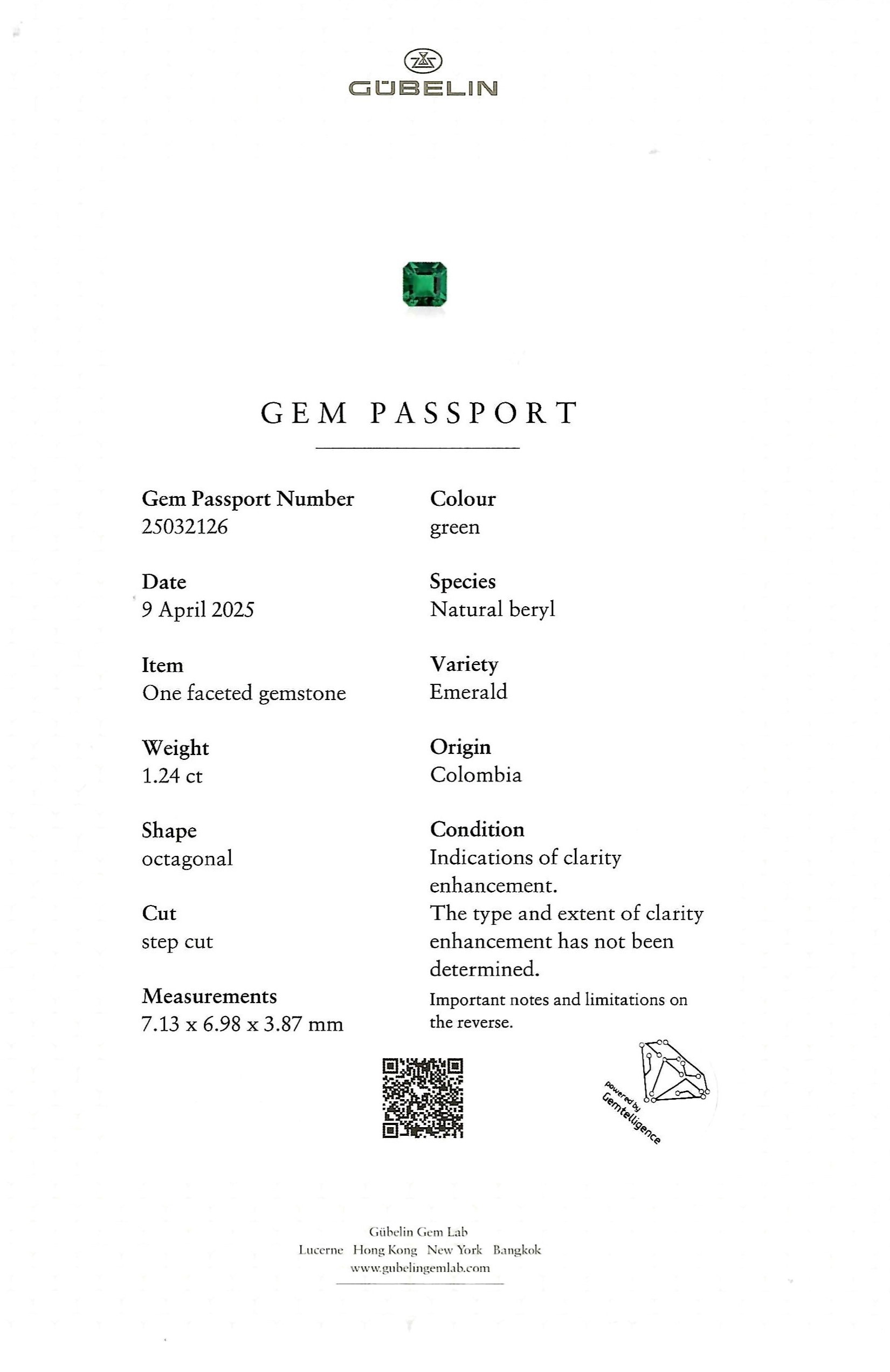 1.24 Ct. Emerald from Colombia