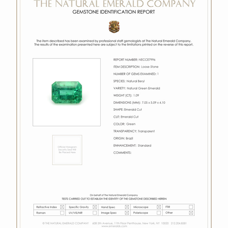 1.09 Ct. Emerald from Brazil