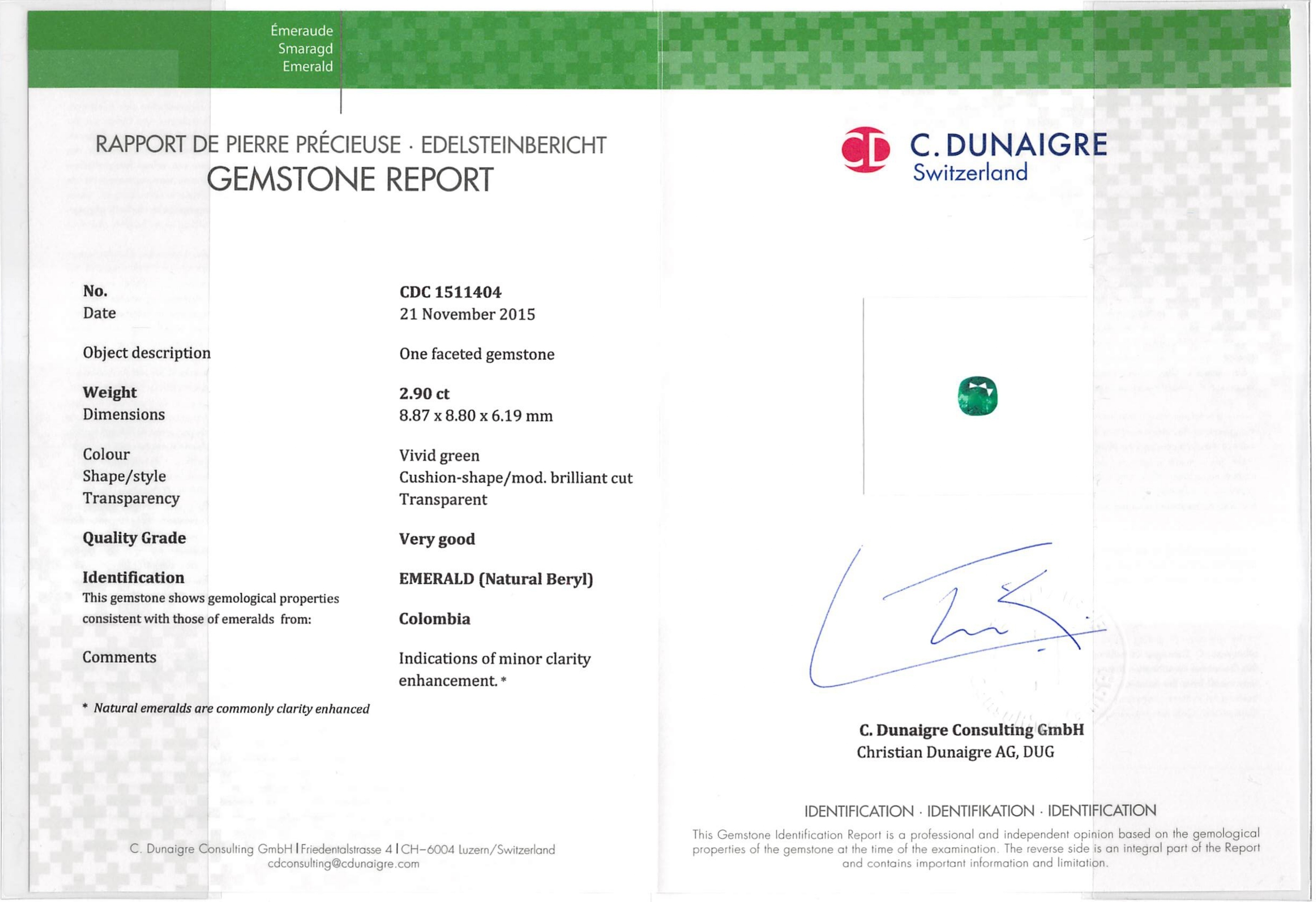 2.90 Ct. Emerald from Colombia