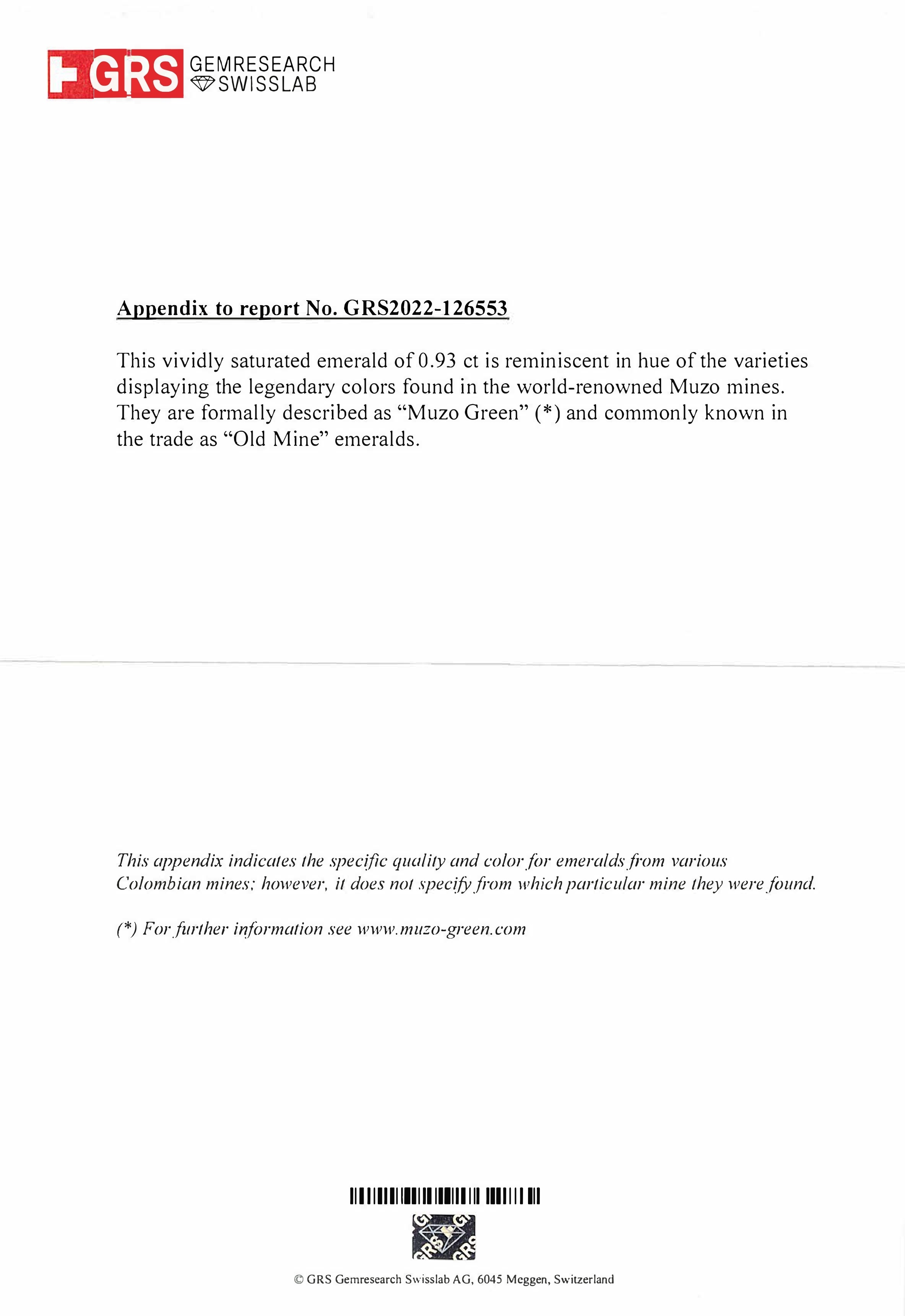 0.93 Ct. Emerald from Colombia