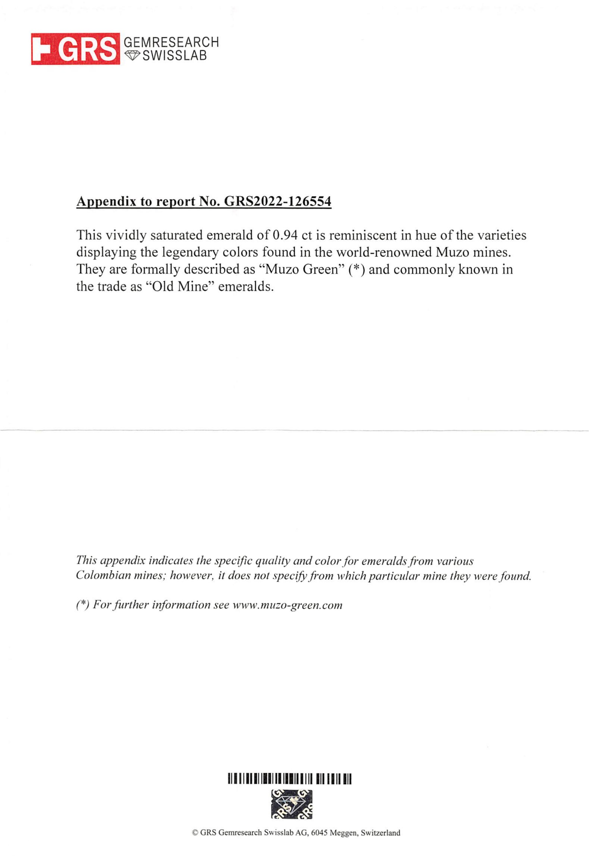 0.94 Ct. Emerald from Colombia