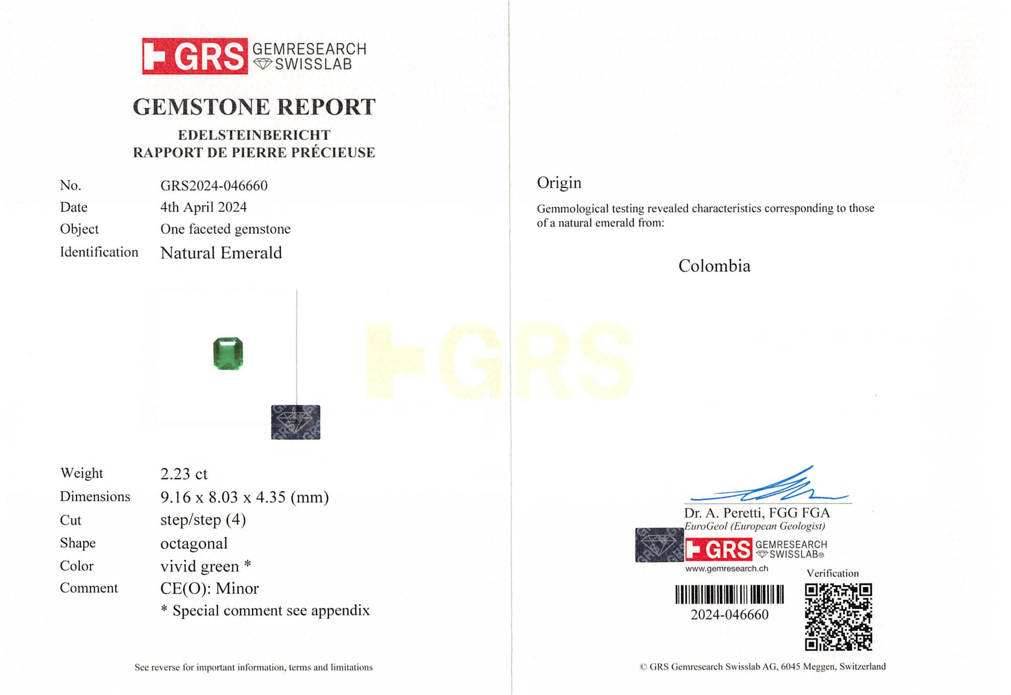 2.23 Ct. Emerald from Colombia