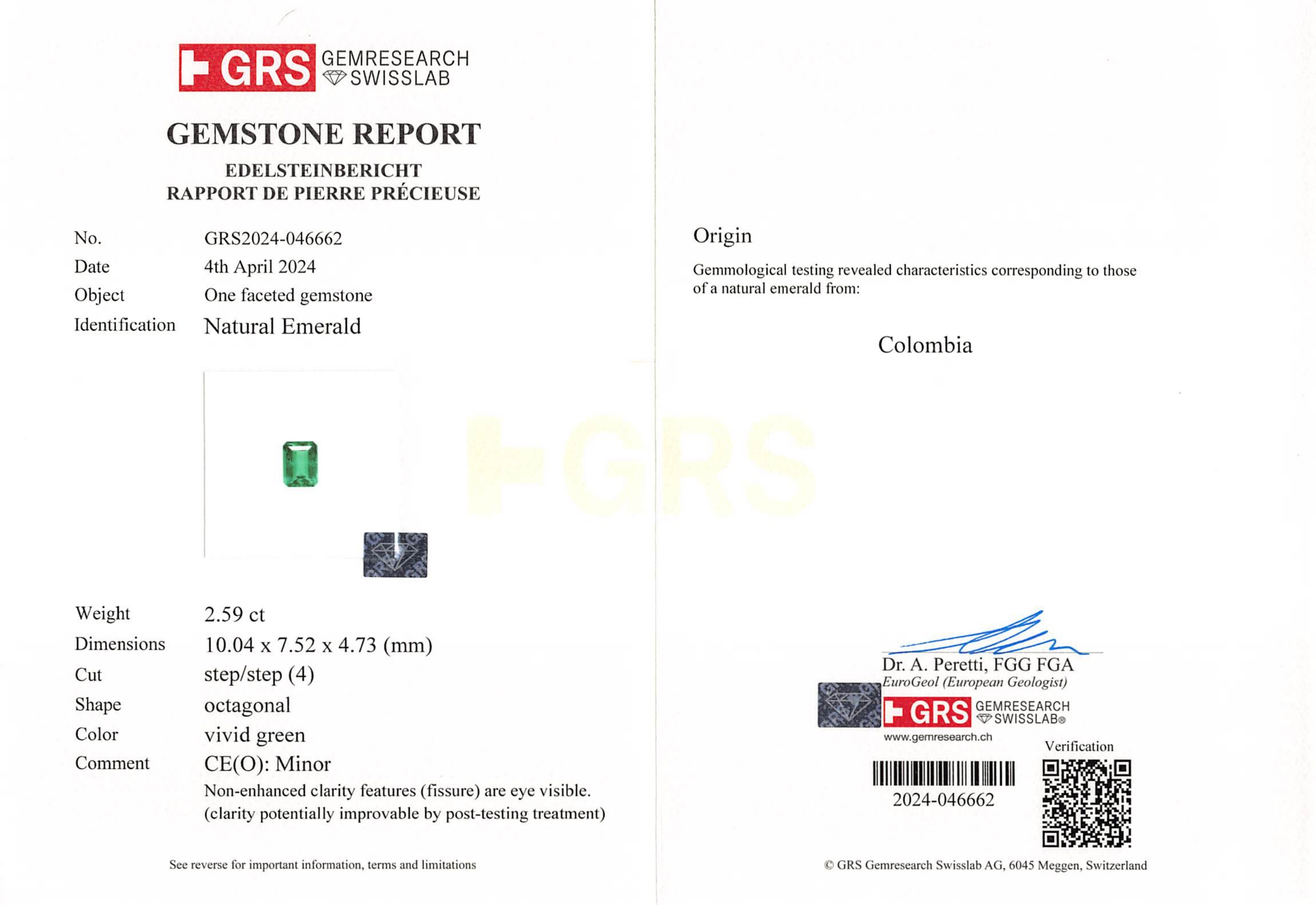 2.59 Ct. Emerald from Colombia
