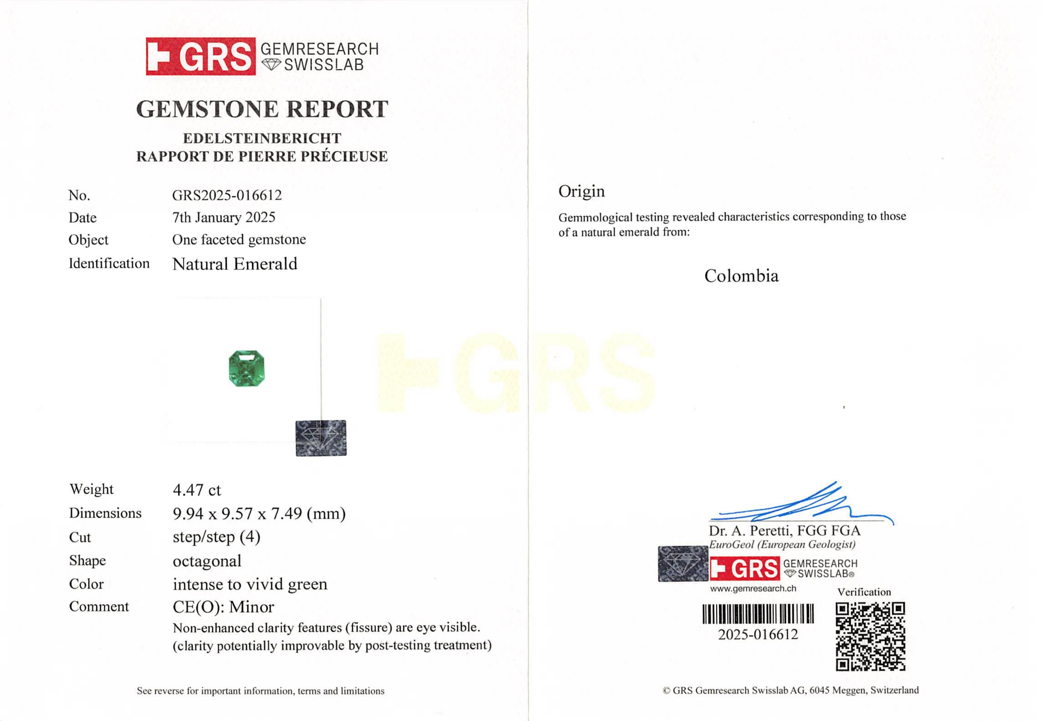 4.47 Ct. Emerald from Colombia