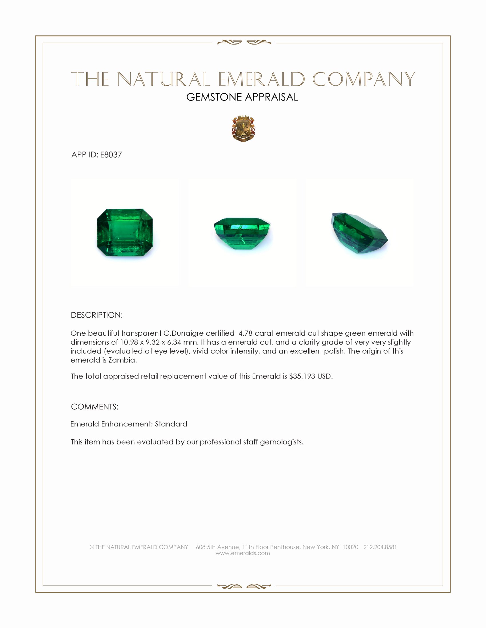 4.78 Ct. Emerald from Zambia