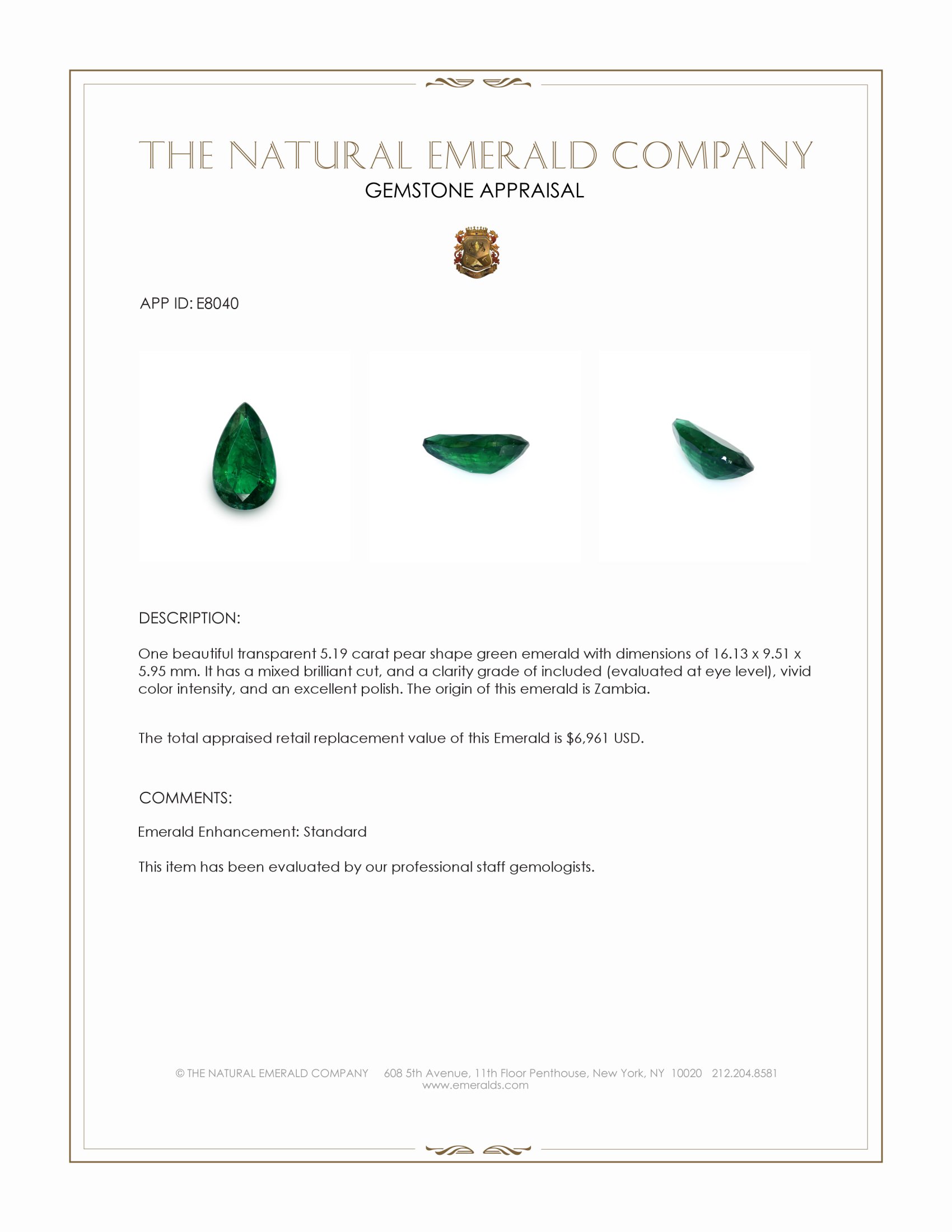 5.19 Ct. Emerald from Zambia