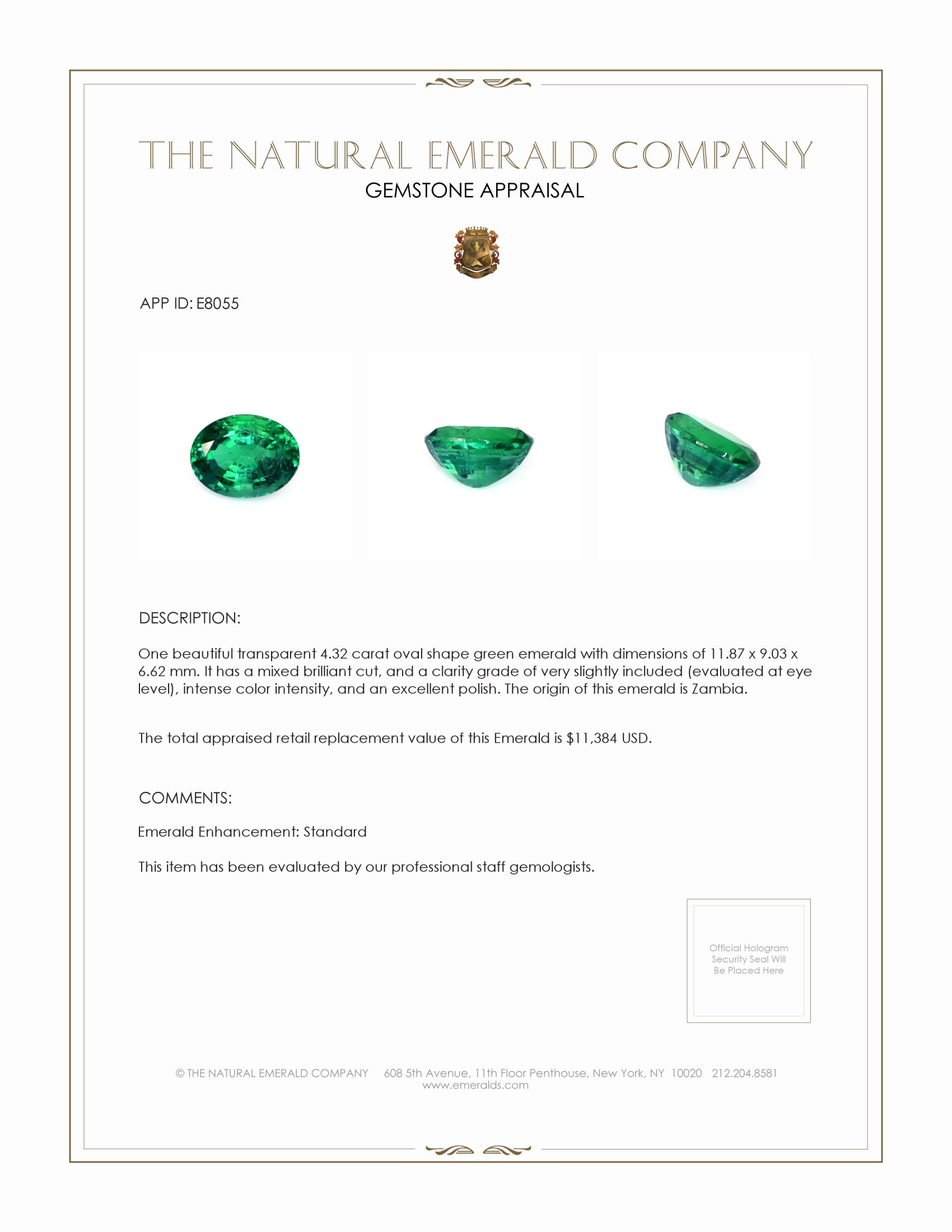4.32 Ct. Emerald from Zambia