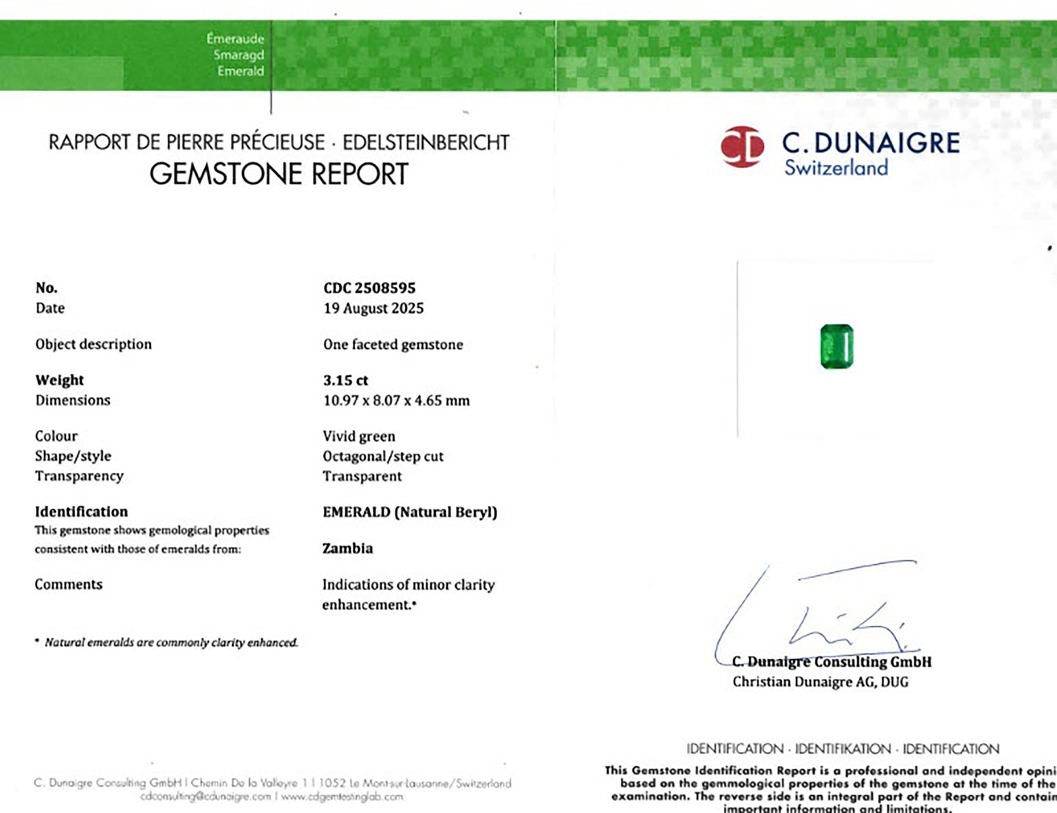 3.15 Ct. Emerald from Zambia