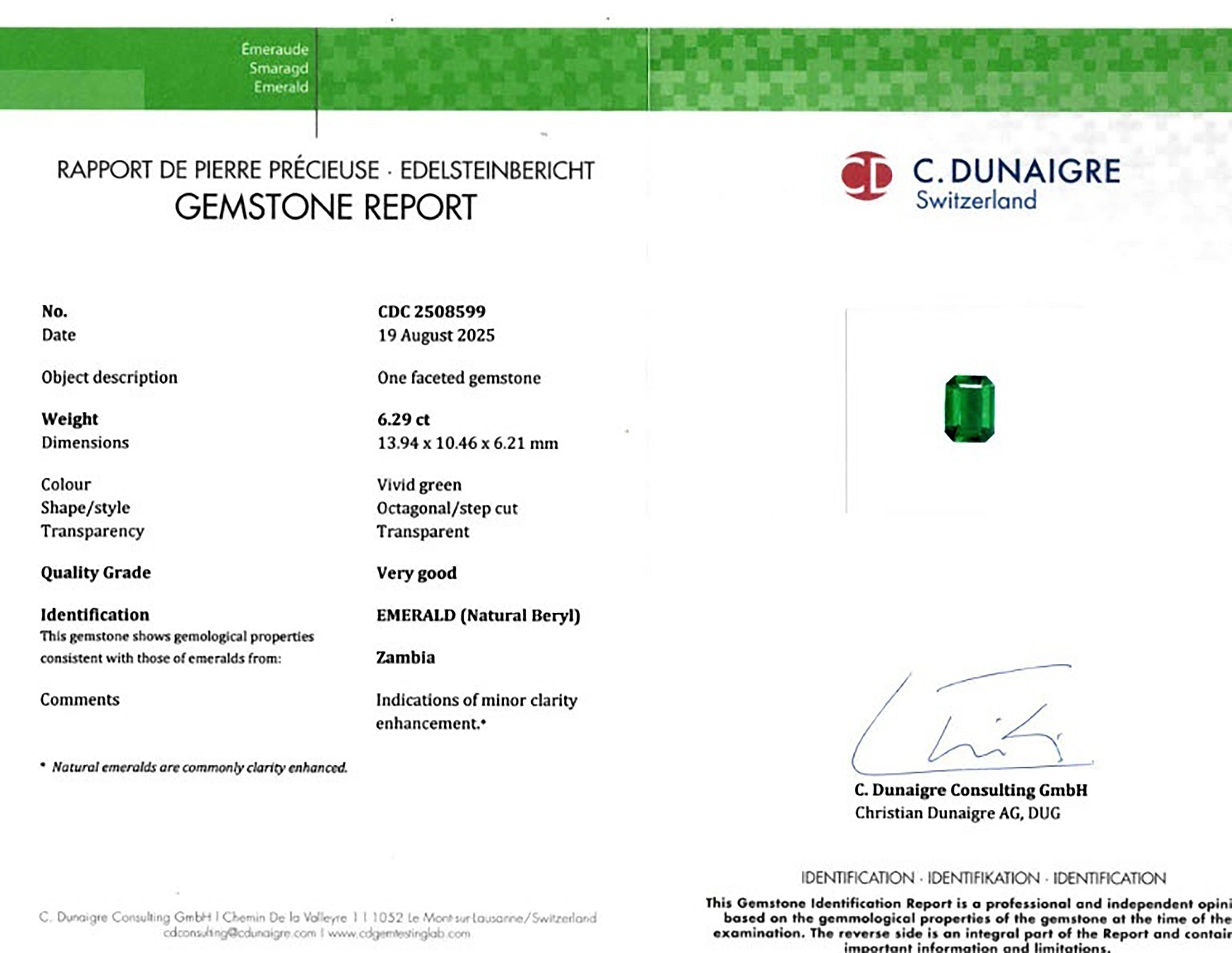 6.29 Ct. Emerald from Zambia