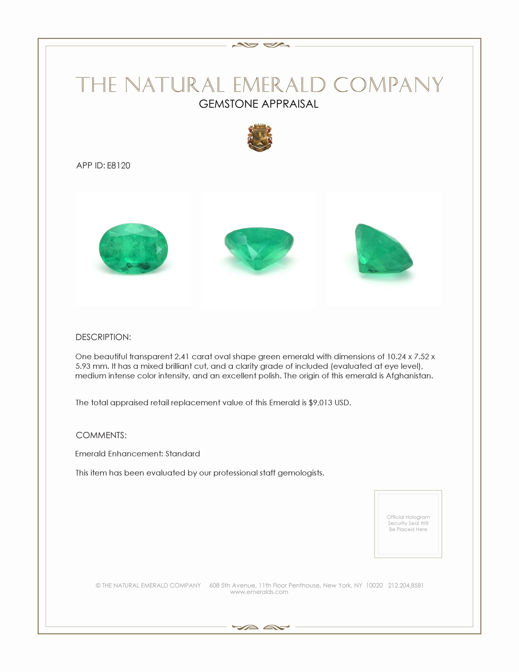 2.41 Ct. Emerald from Afghanistan