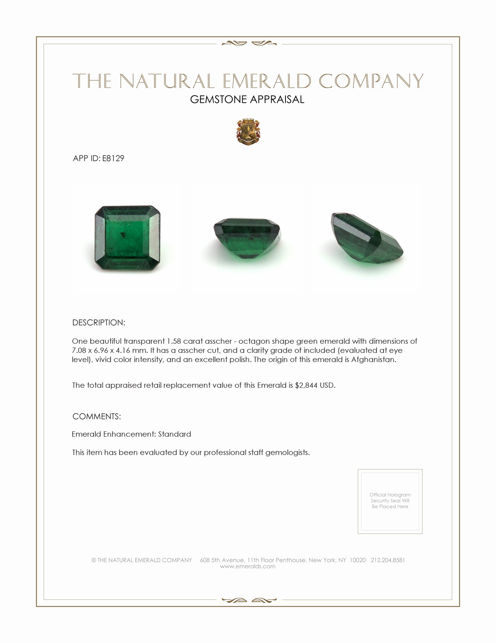 1.58 Ct. Emerald from Afghanistan