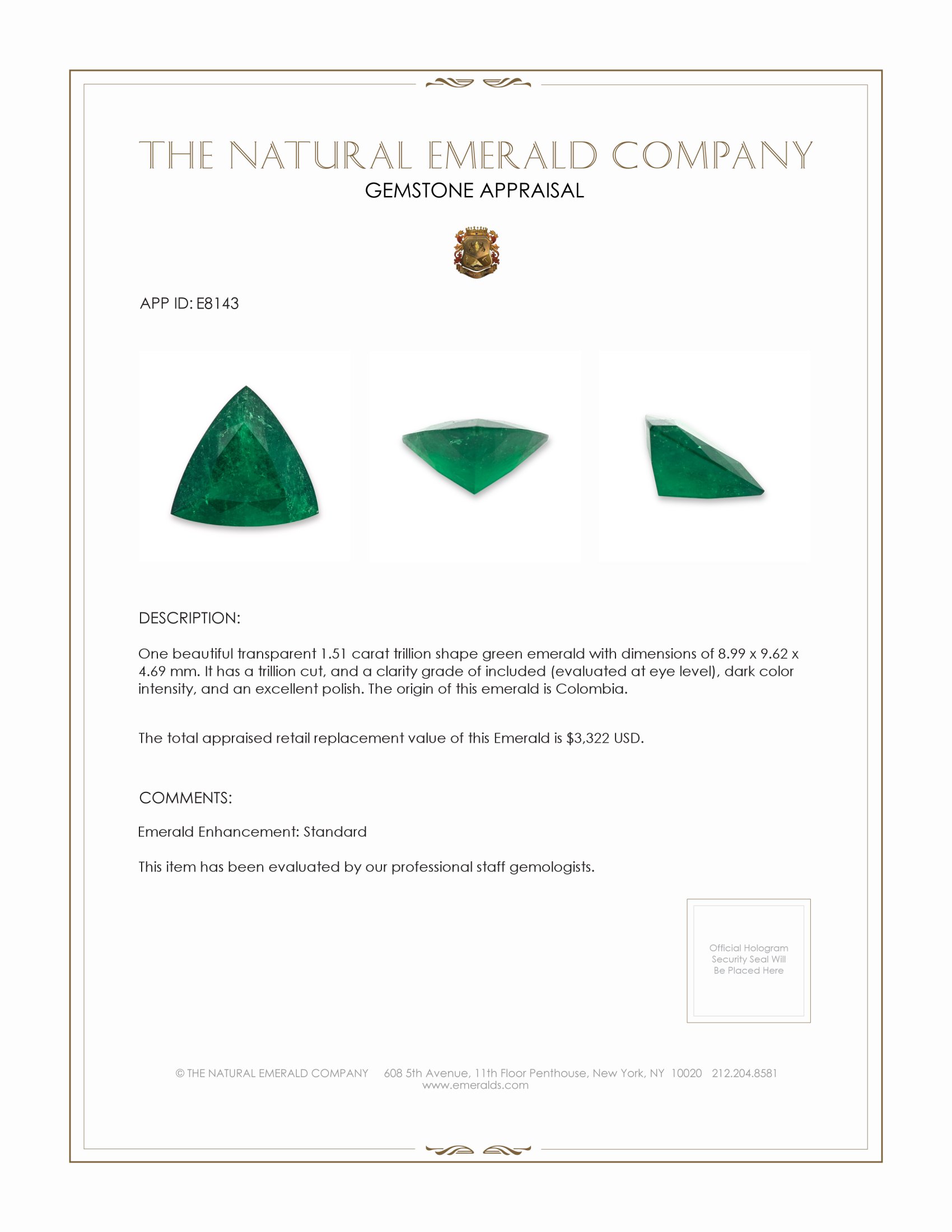 1.51 Ct. Emerald from Colombia