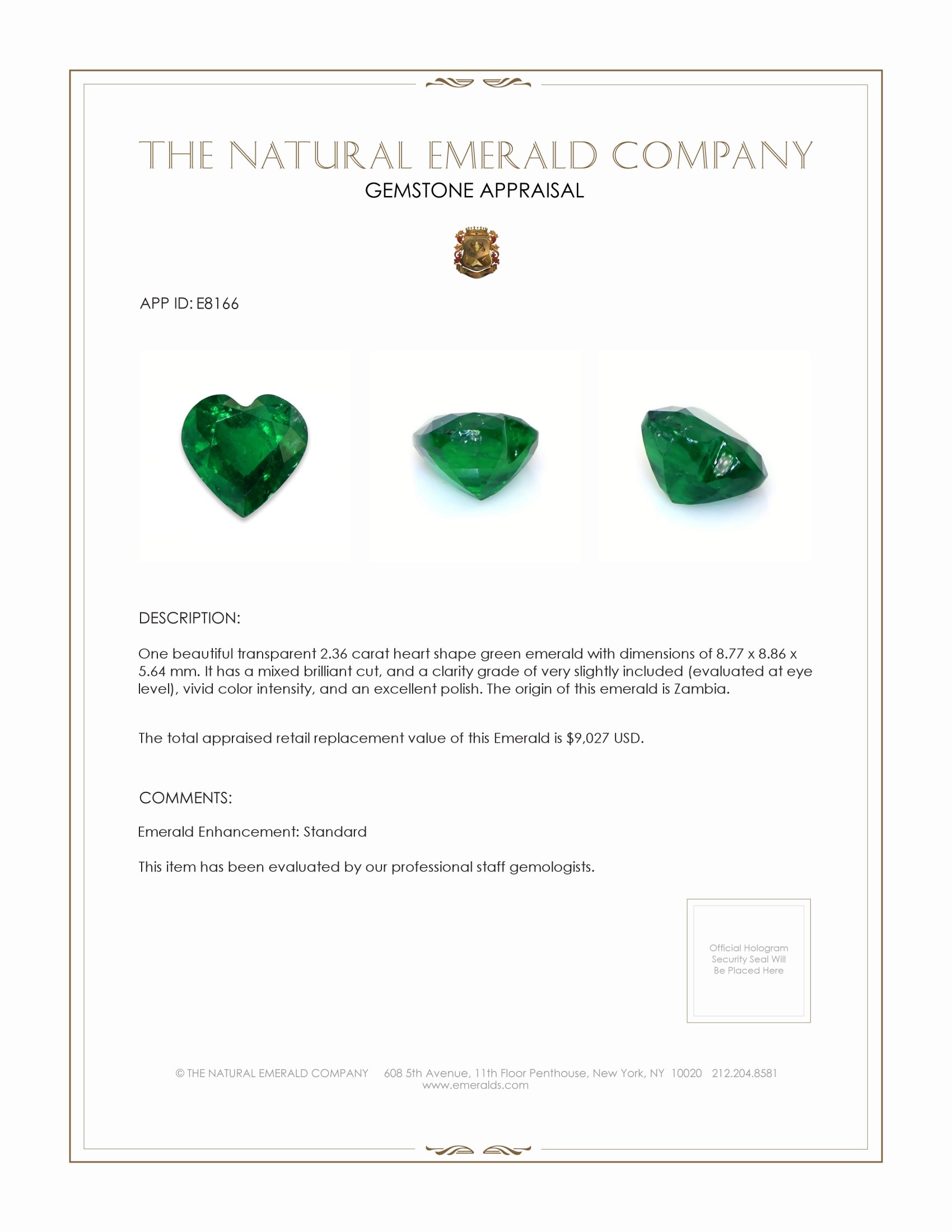 2.36 Ct. Emerald from Zambia